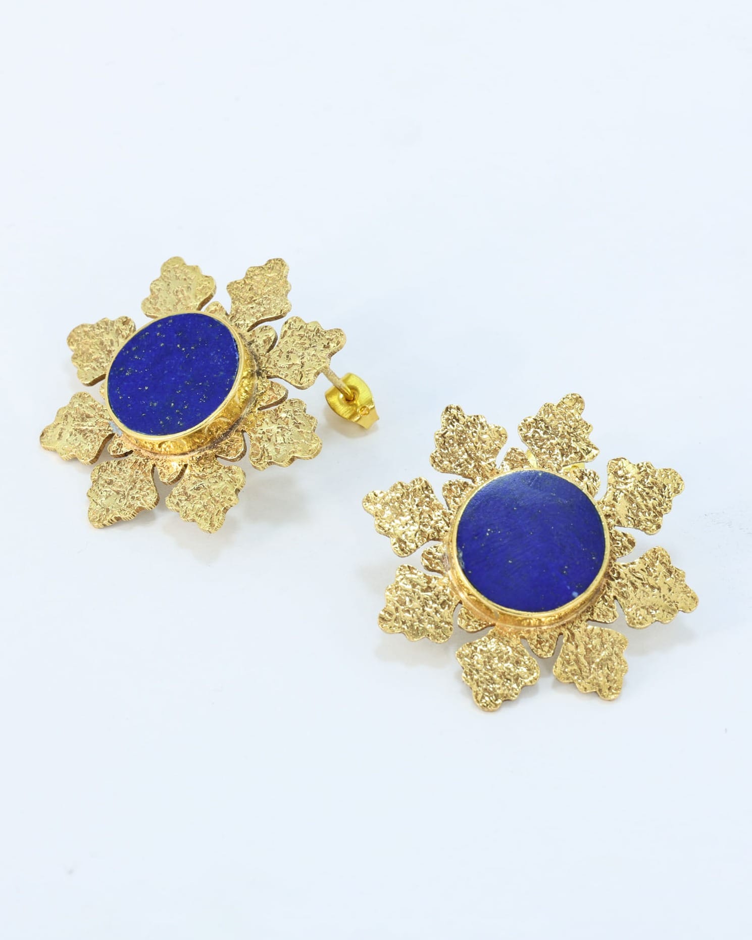Lapis Gold Plated Stud Earrings