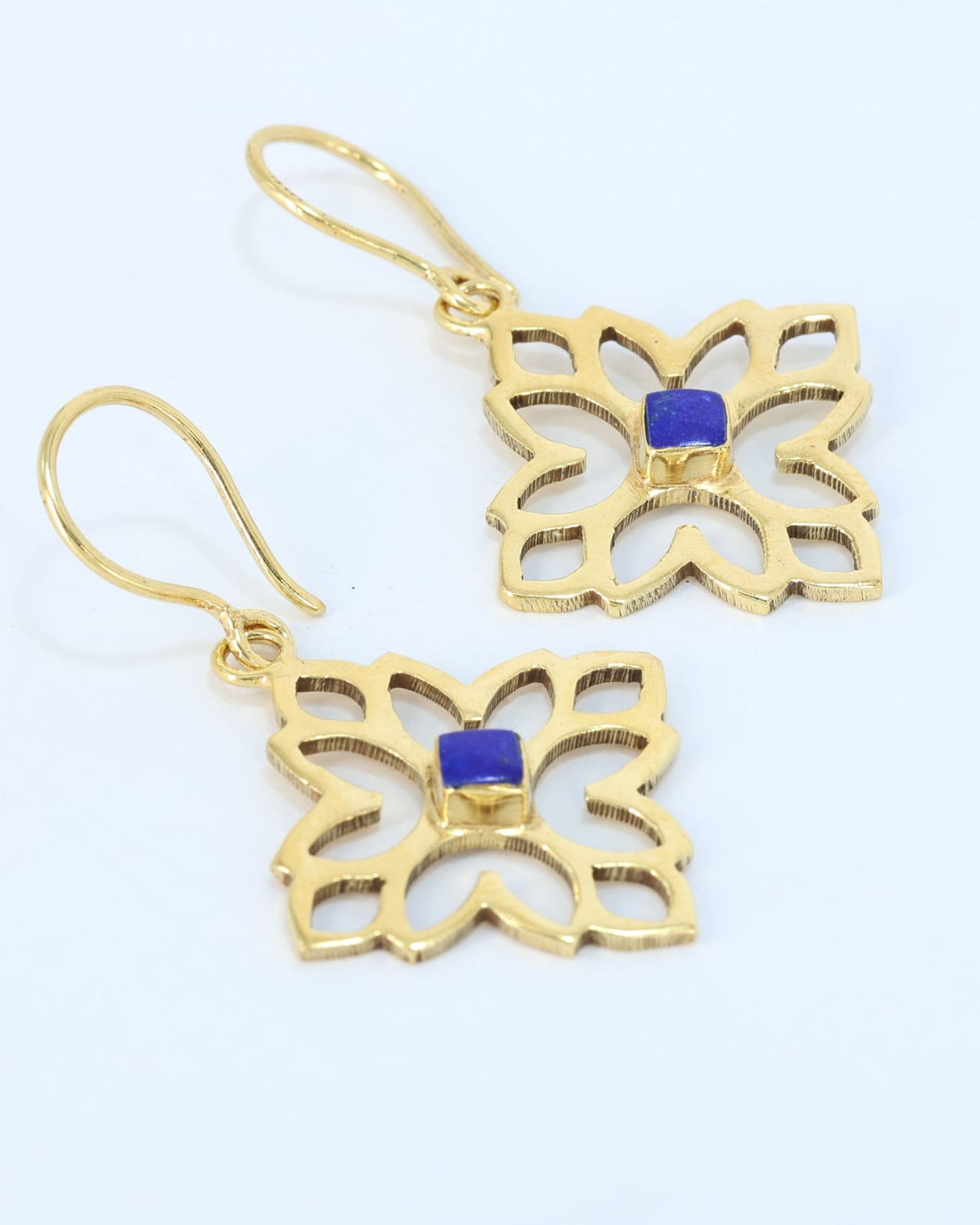 Galaxy Lapis Gold Geometric Drop Earrings