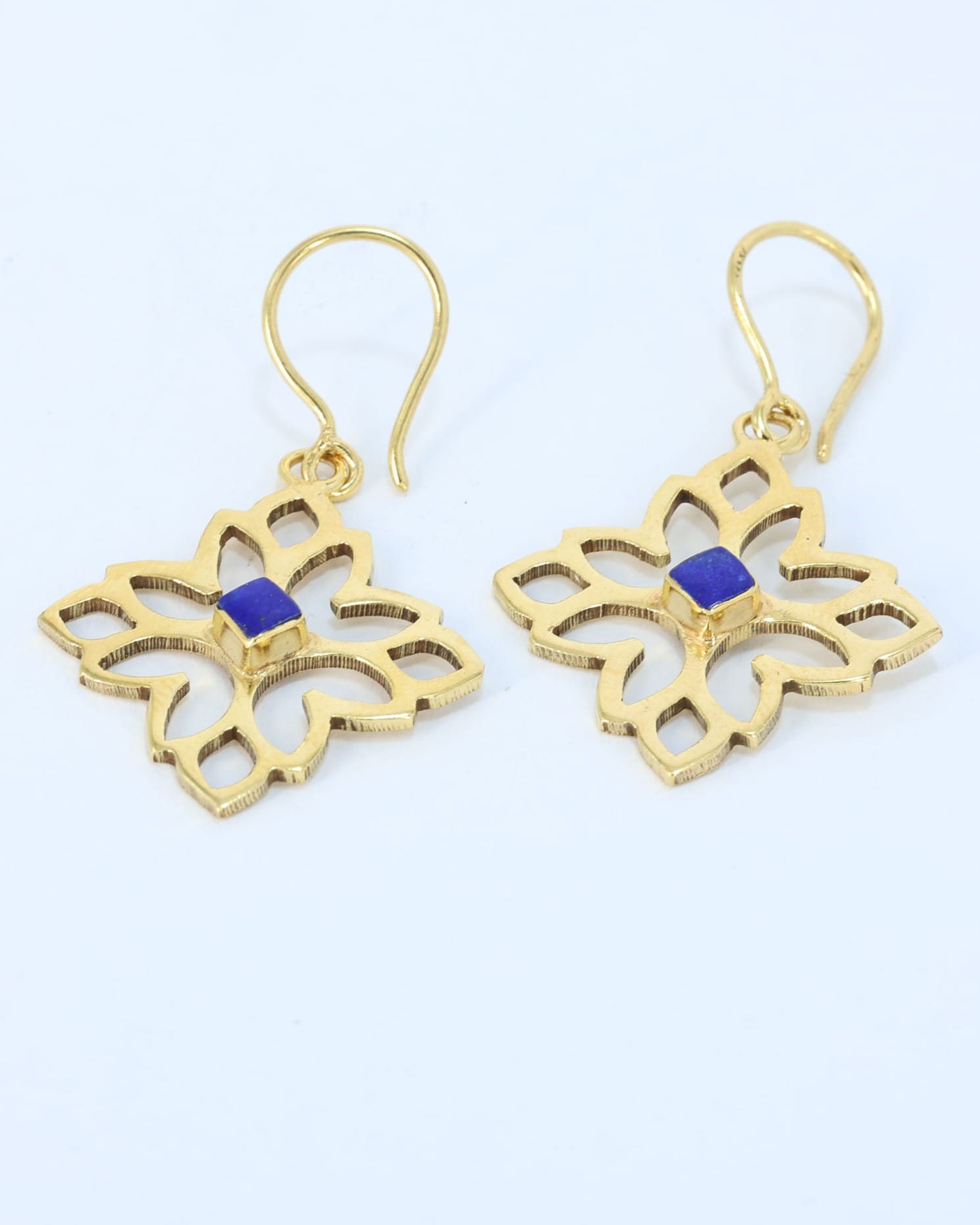 Galaxy Lapis Gold Geometric Drop Earrings