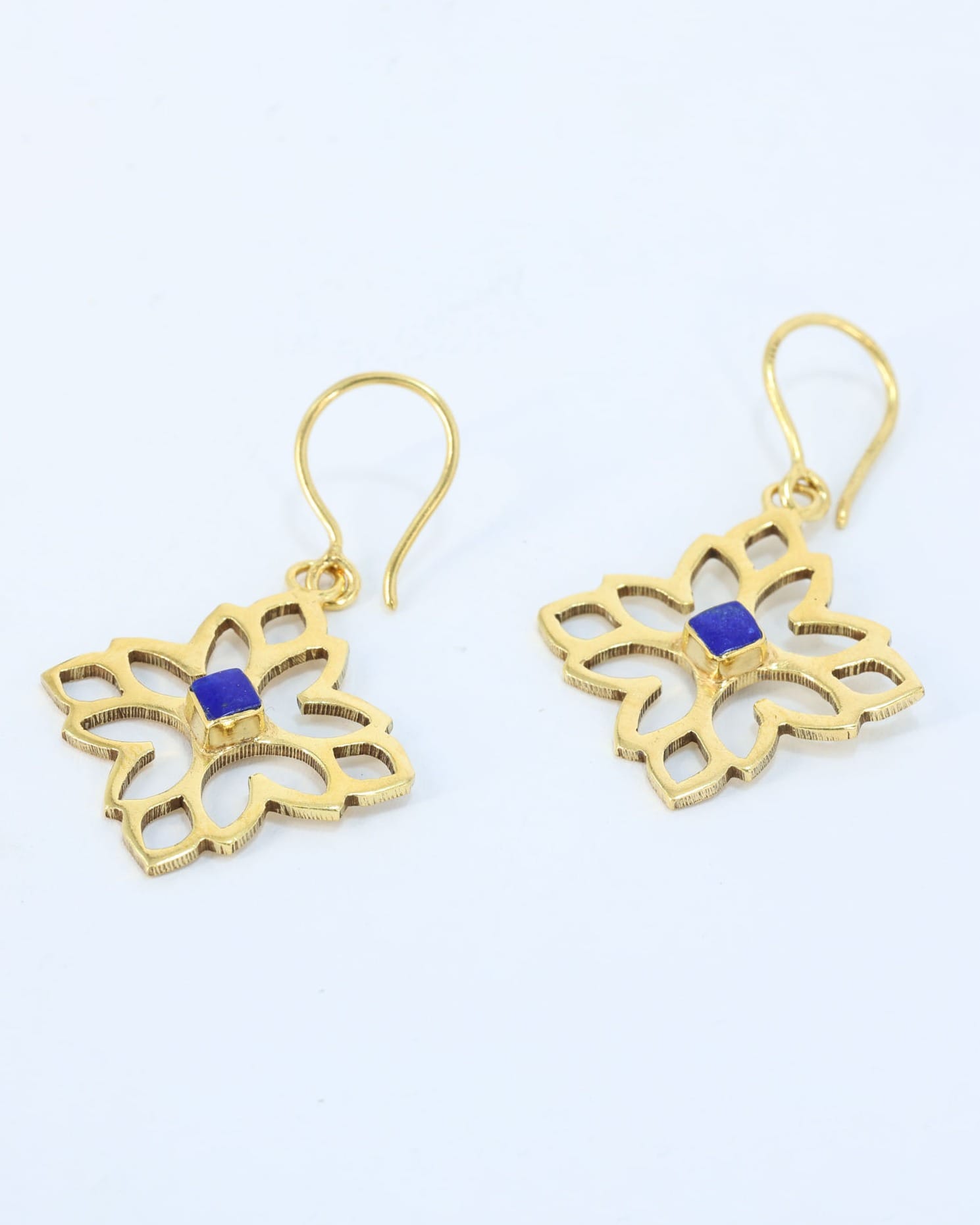 Galaxy Lapis Gold Geometric Drop Earrings