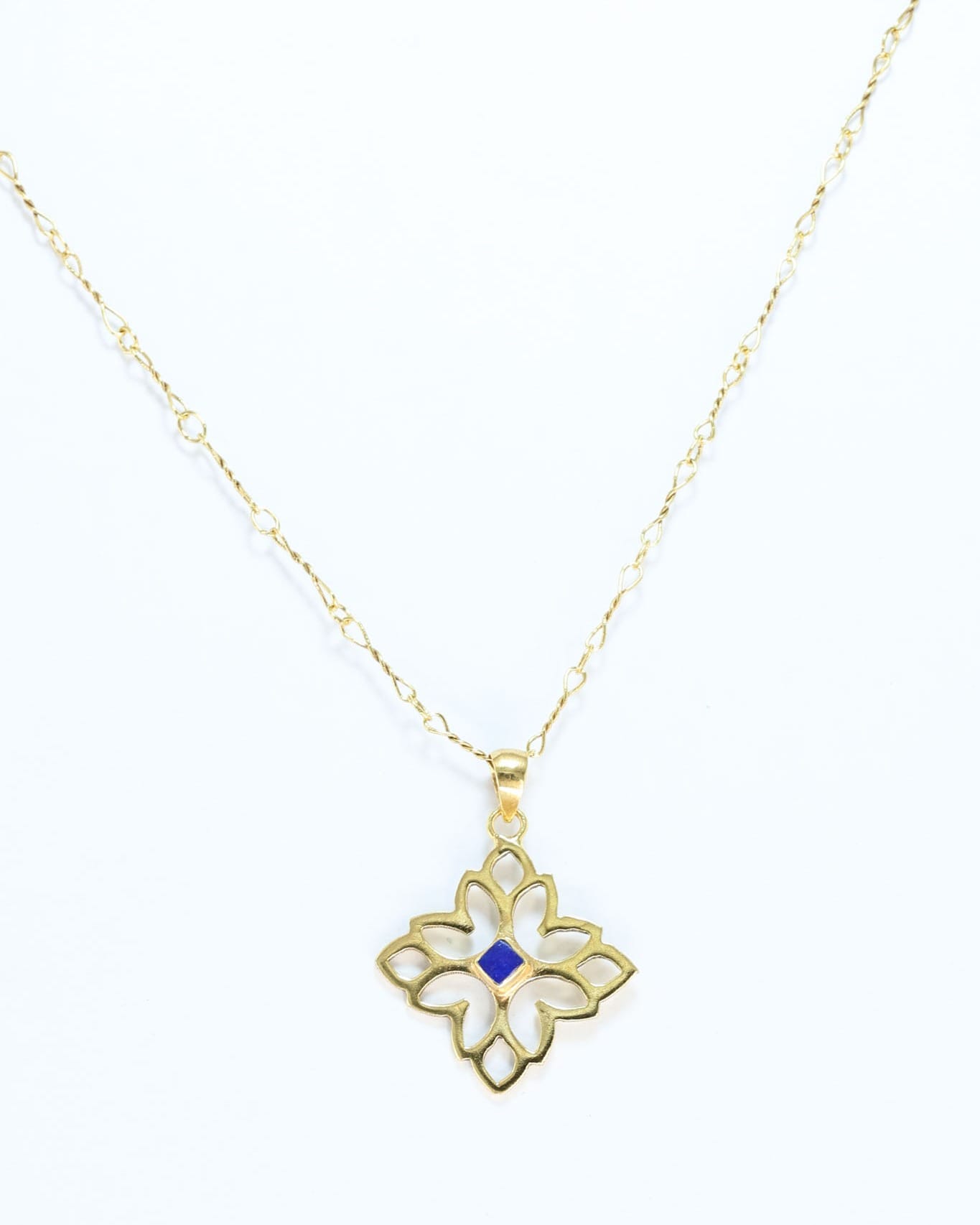 Lapis Gold Geometric Pendant Necklace
