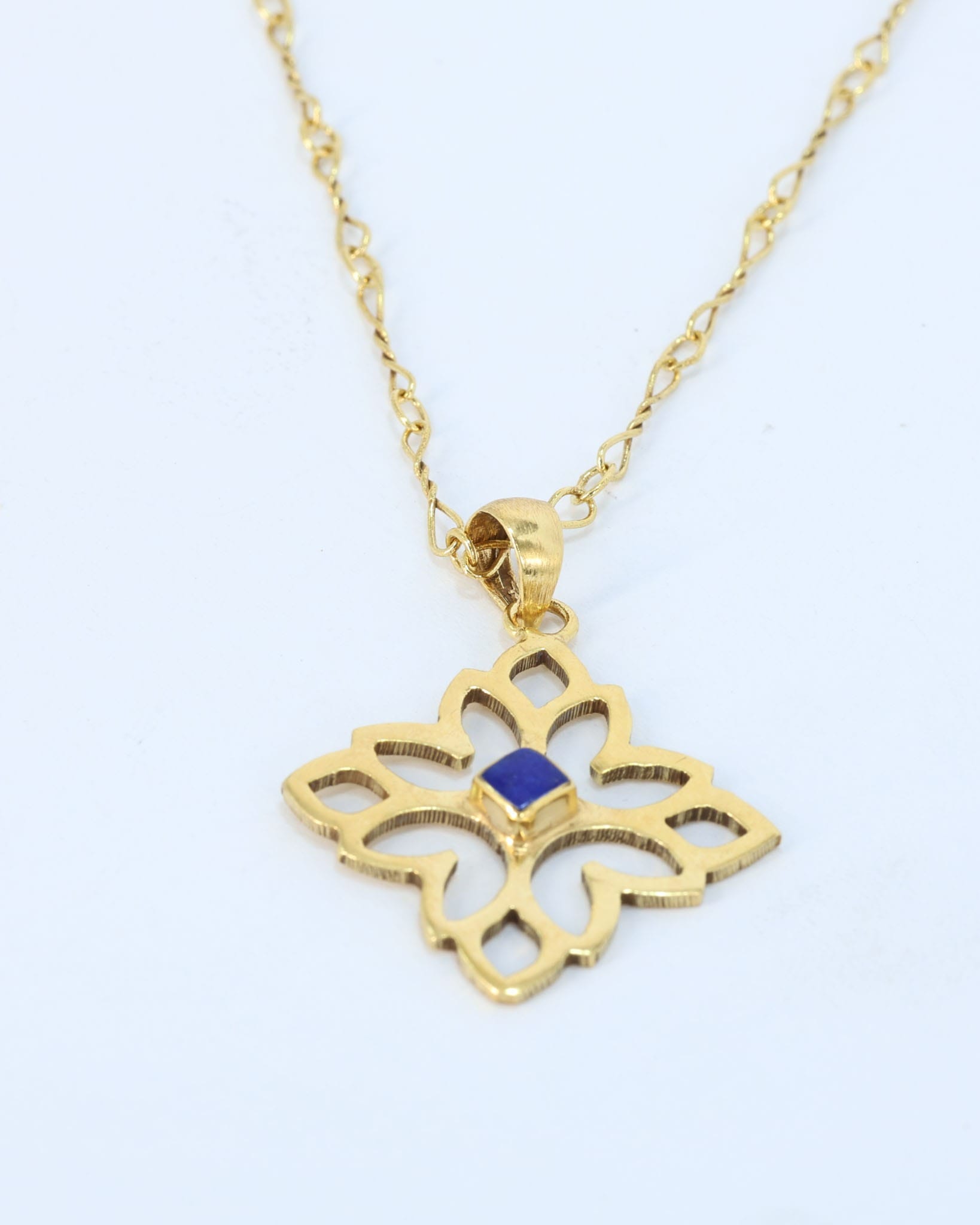 Lapis Gold Geometric Pendant Necklace