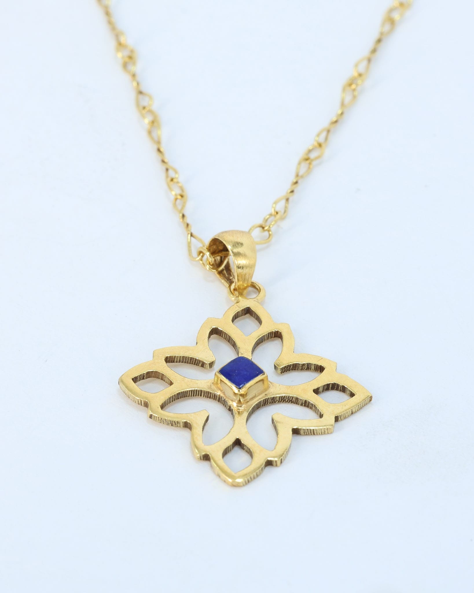 Lapis Gold Geometric Pendant Necklace