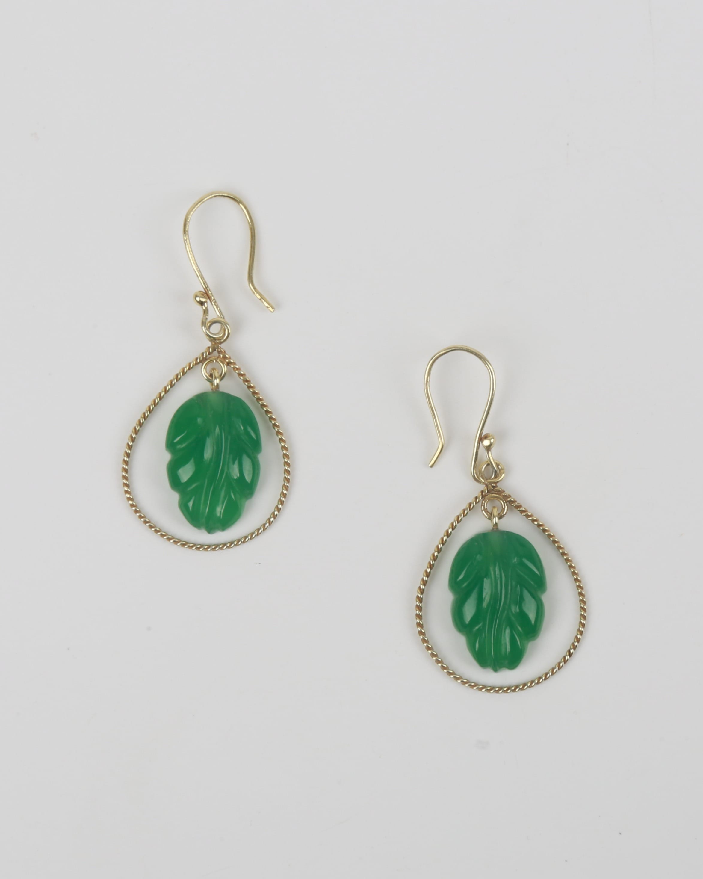 Green Leaf Earrings with Green Agate