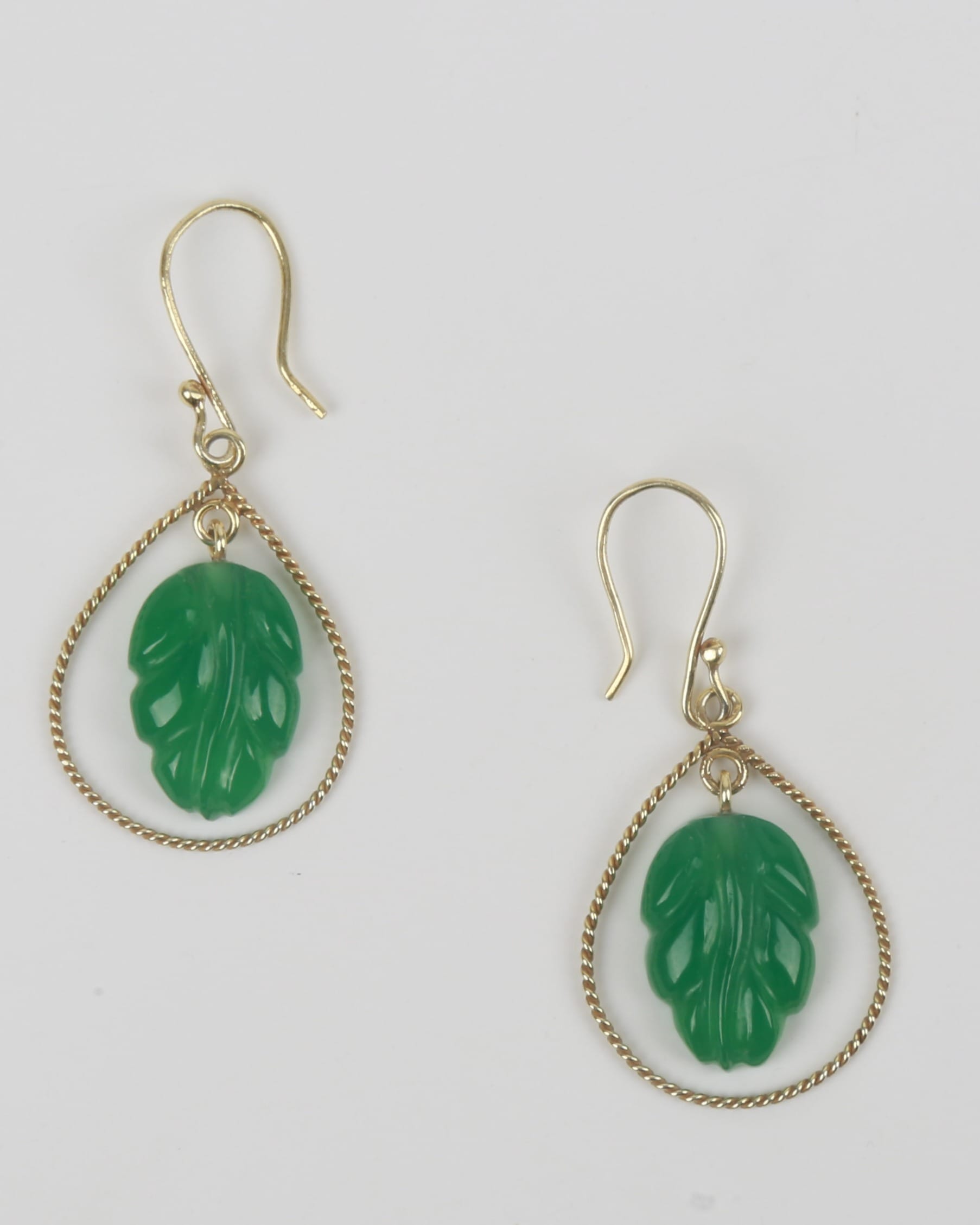 Green Leaf Earrings with Green Agate