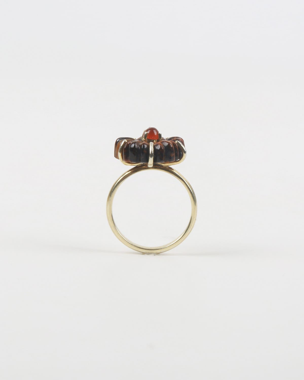 Flower Ring with Brown Tiger Eye