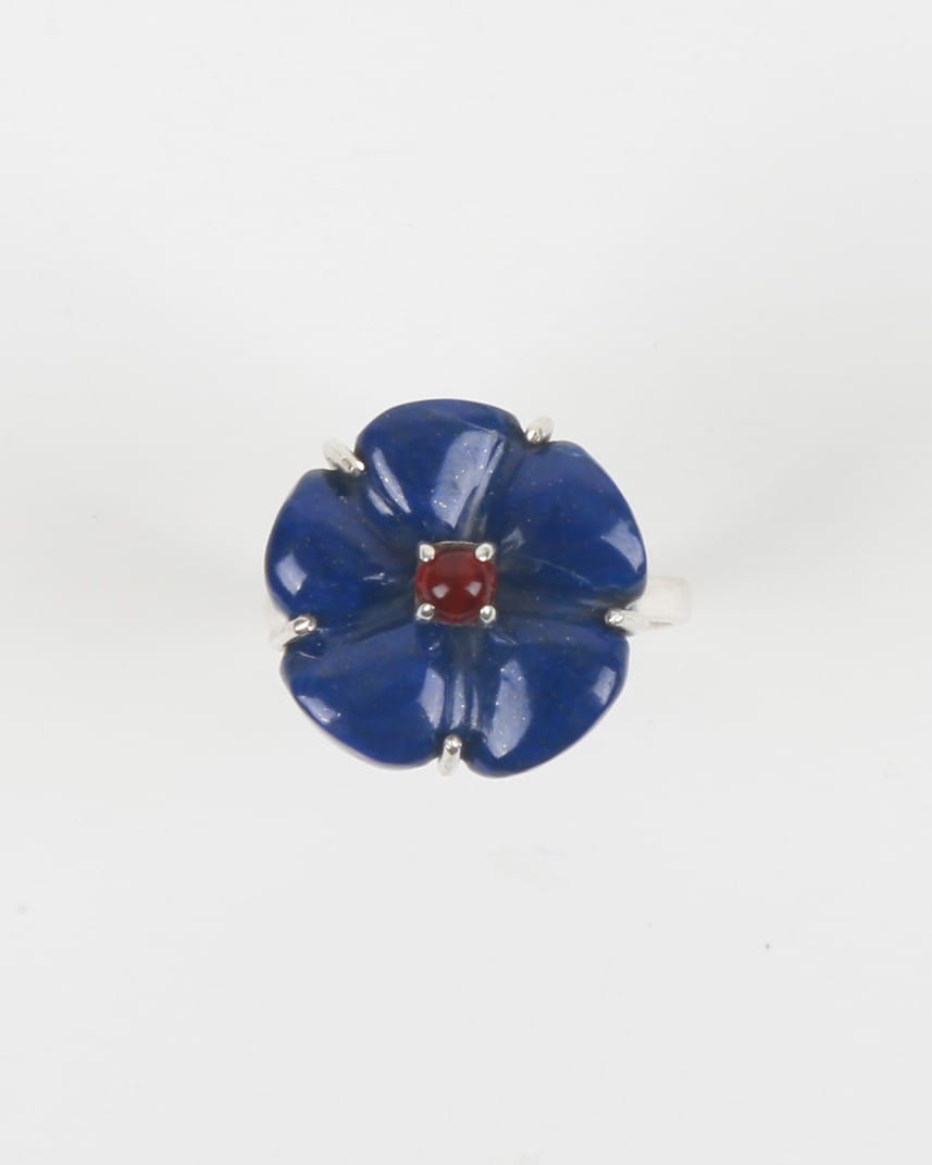 Flower Ring with Lapis Lazuli