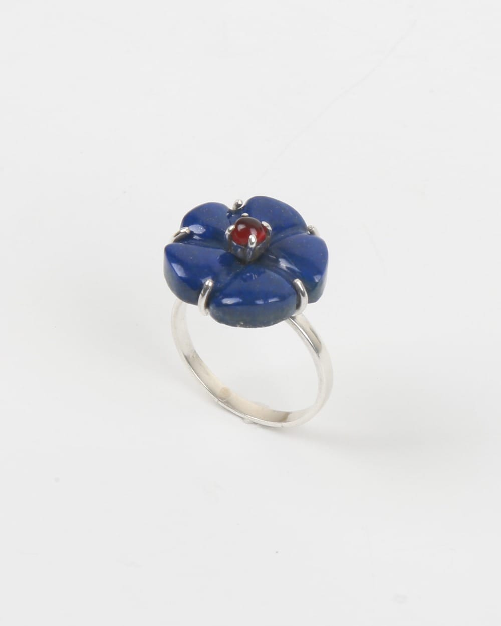 Flower Ring with Lapis Lazuli