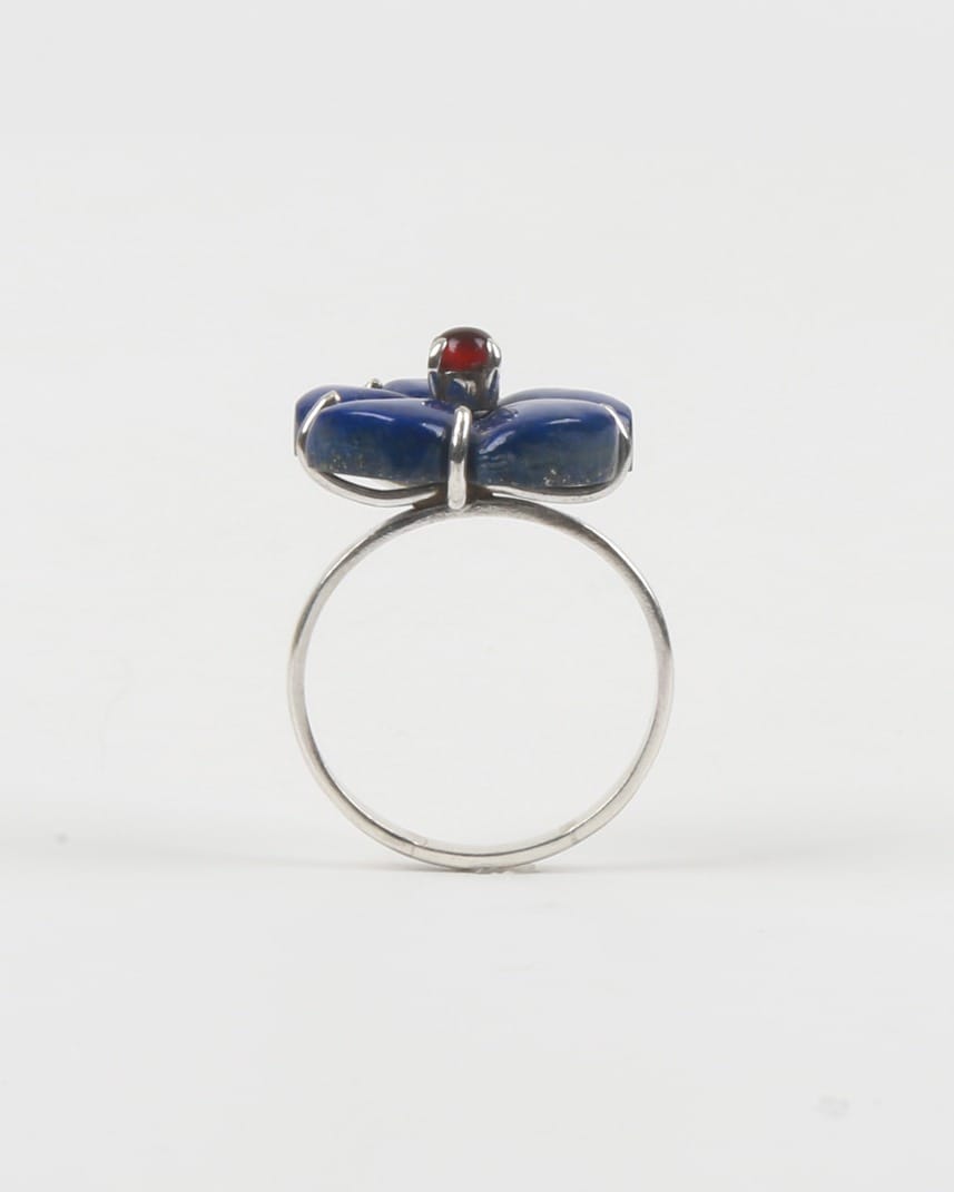 Flower Ring with Lapis Lazuli