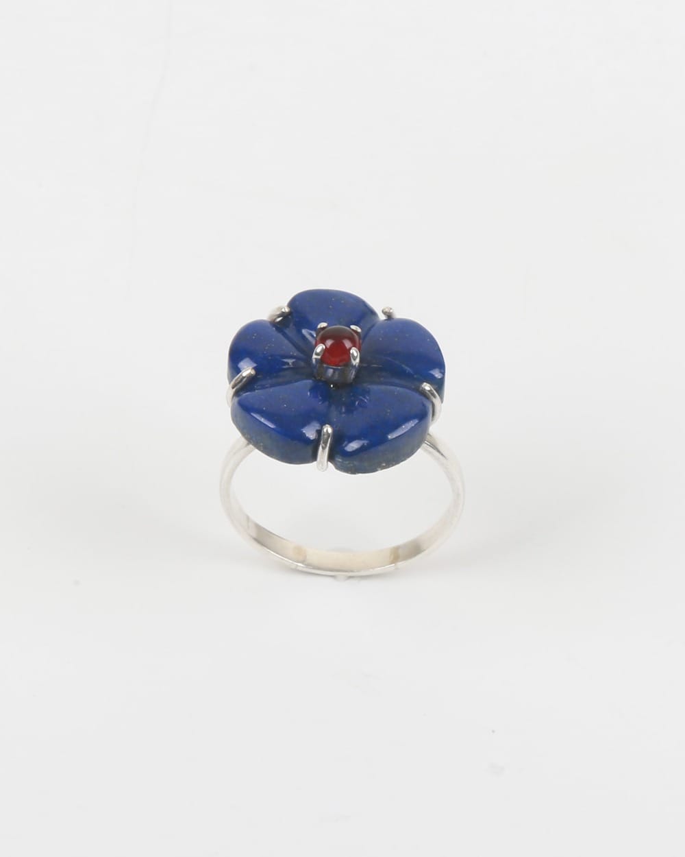 Flower Ring with Lapis Lazuli