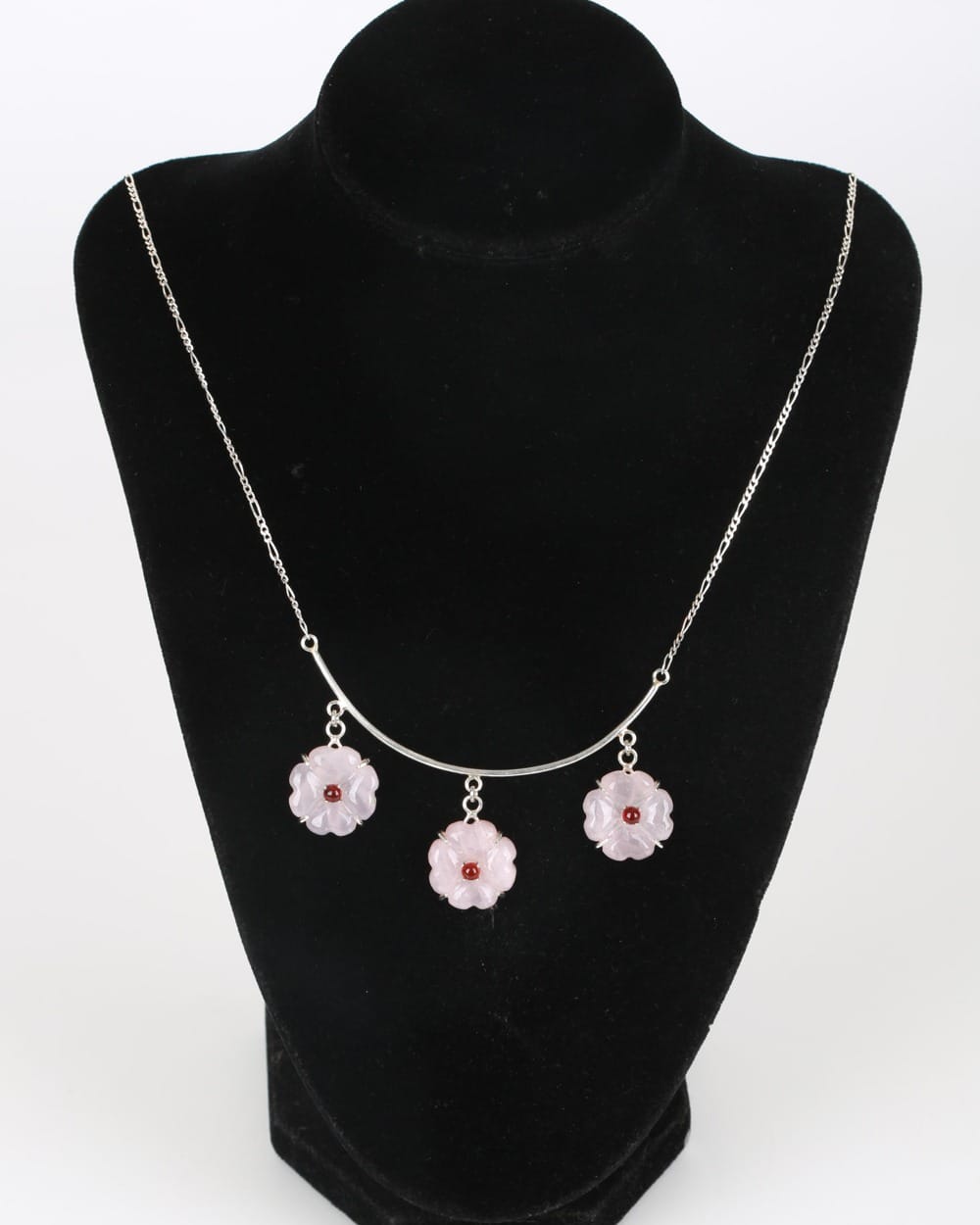 Flower Necklace with Pink Quartz