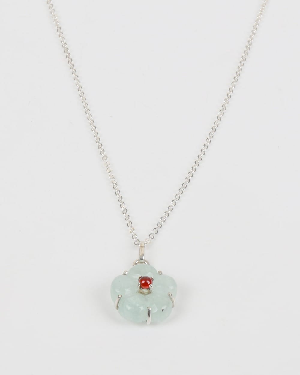 Flower Design Necklace & Bracelet Set – Aquamarine & Red Agate