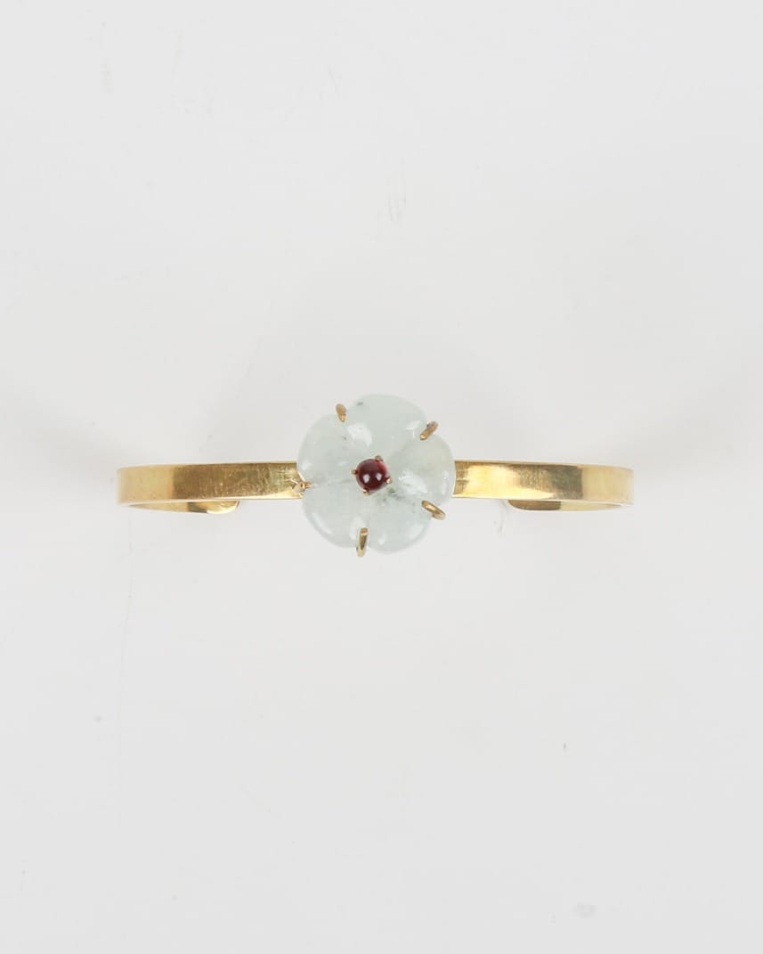 Flower Design Necklace & Bracelet Set – Aquamarine & Red Agate