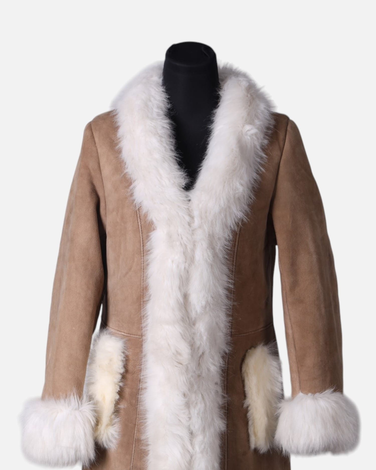 Women Coat with White Fur Trim