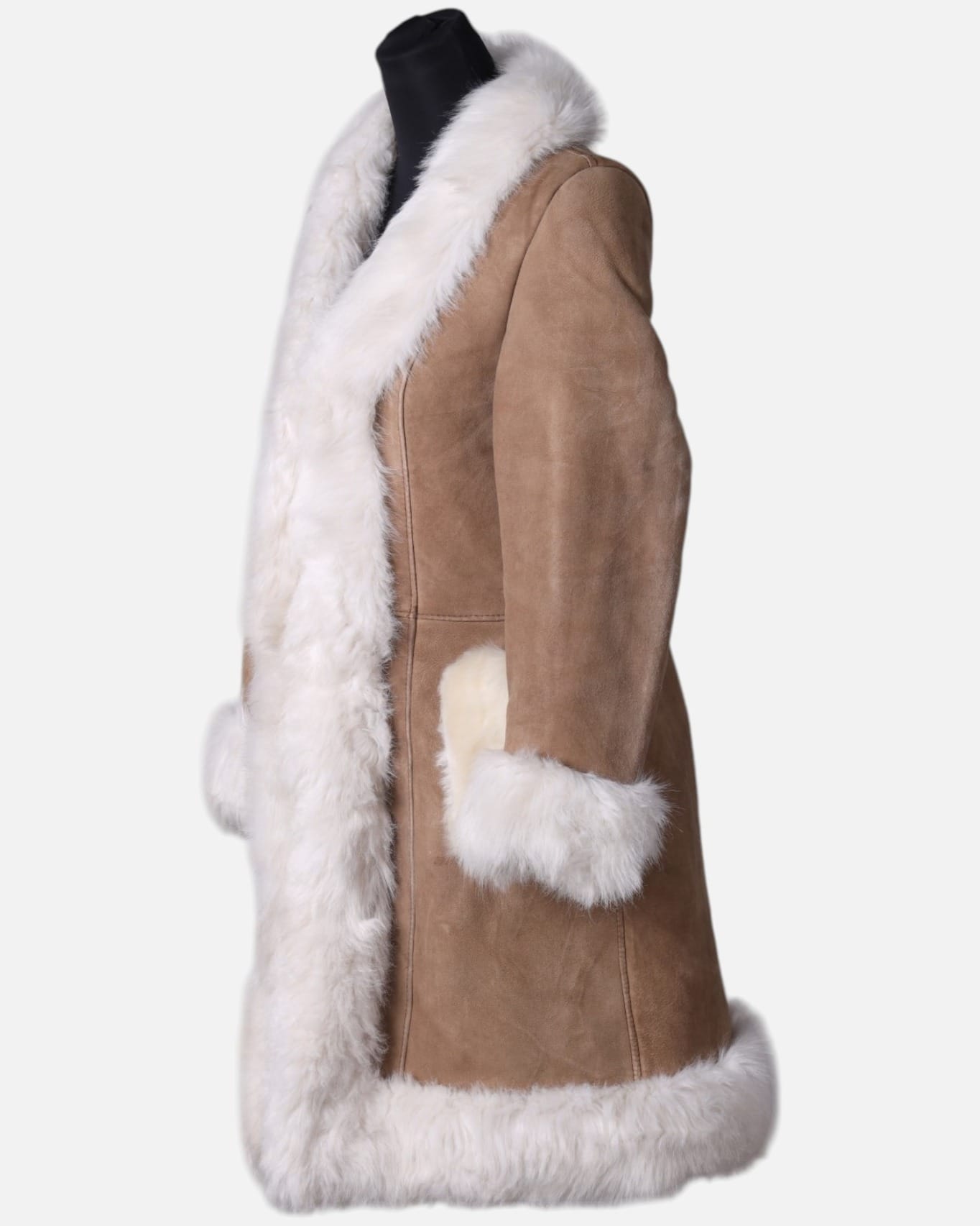 Women Coat with White Fur Trim