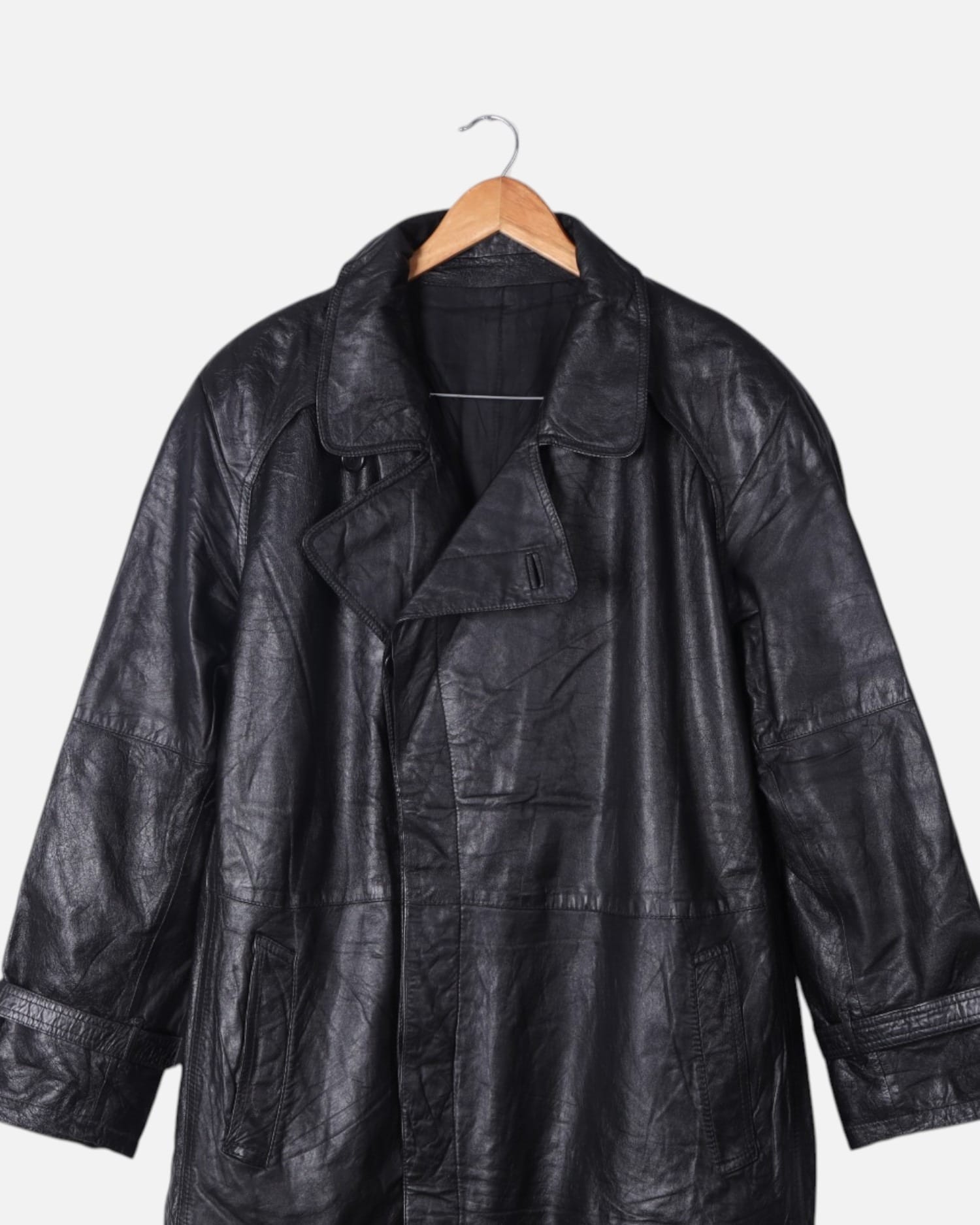Black Leather Trench Coat