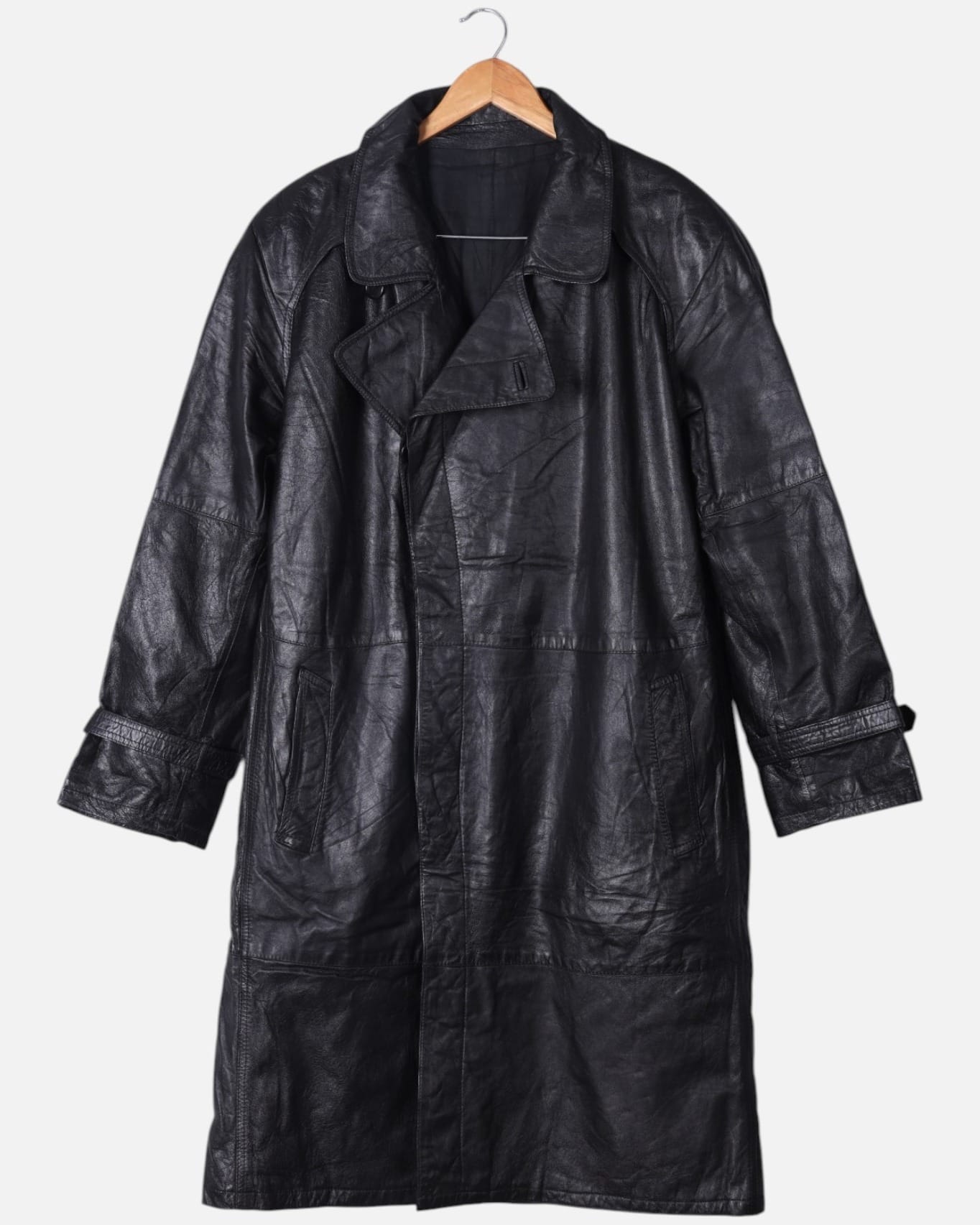 Black Leather Trench Coat