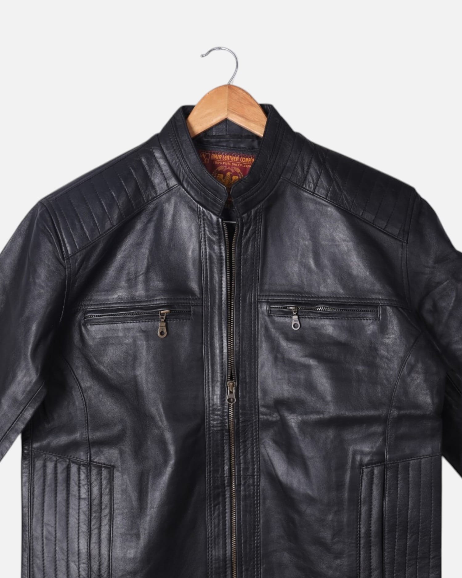 Black Pure Leather Jacket with Zip Closure