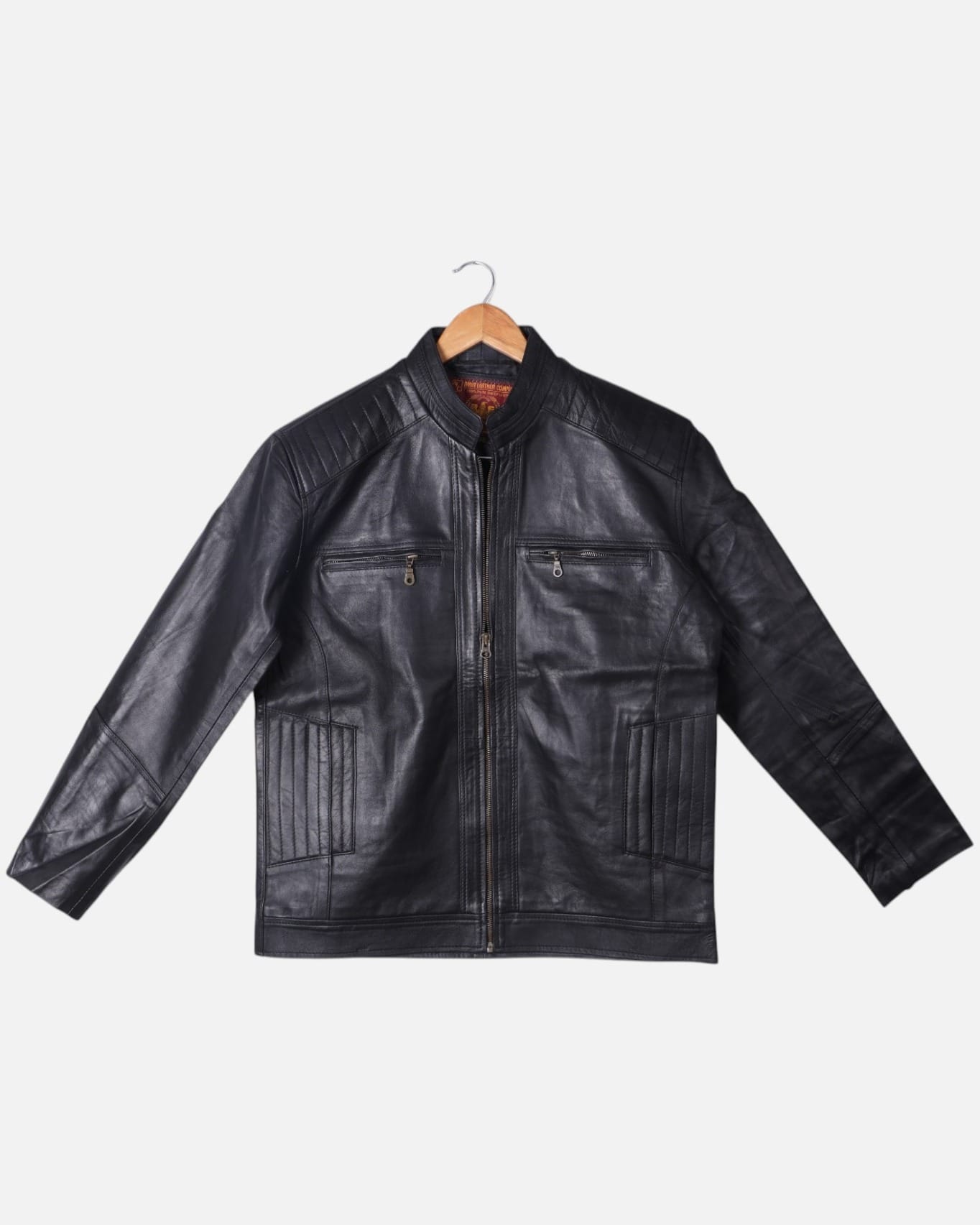 Black Pure Leather Jacket with Zip Closure