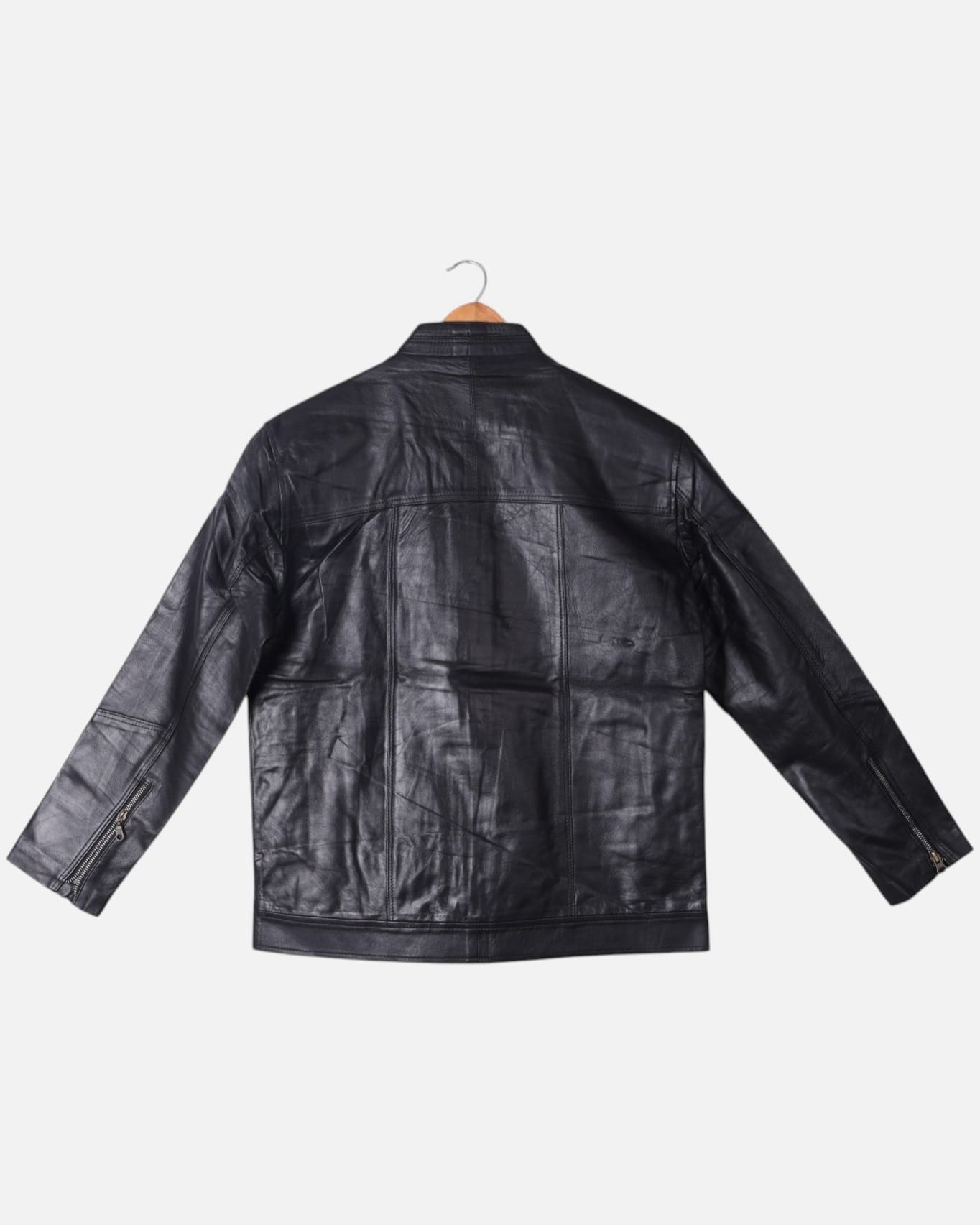 Black Pure Leather Jacket with Zip Closure
