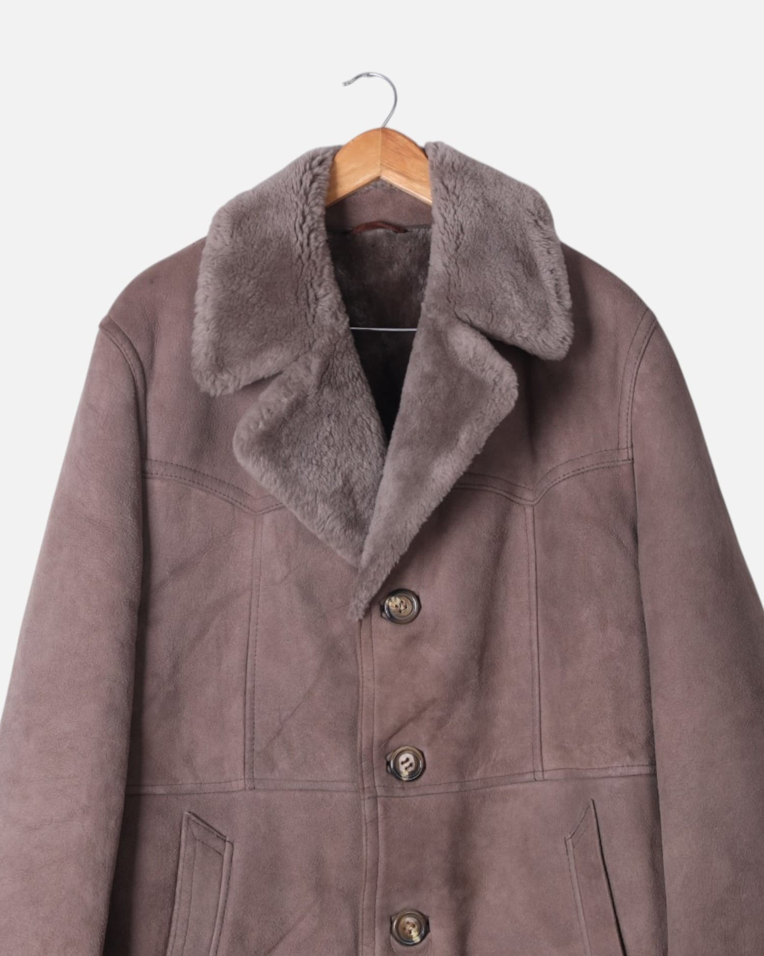 Leather Coat with Fur Collar
