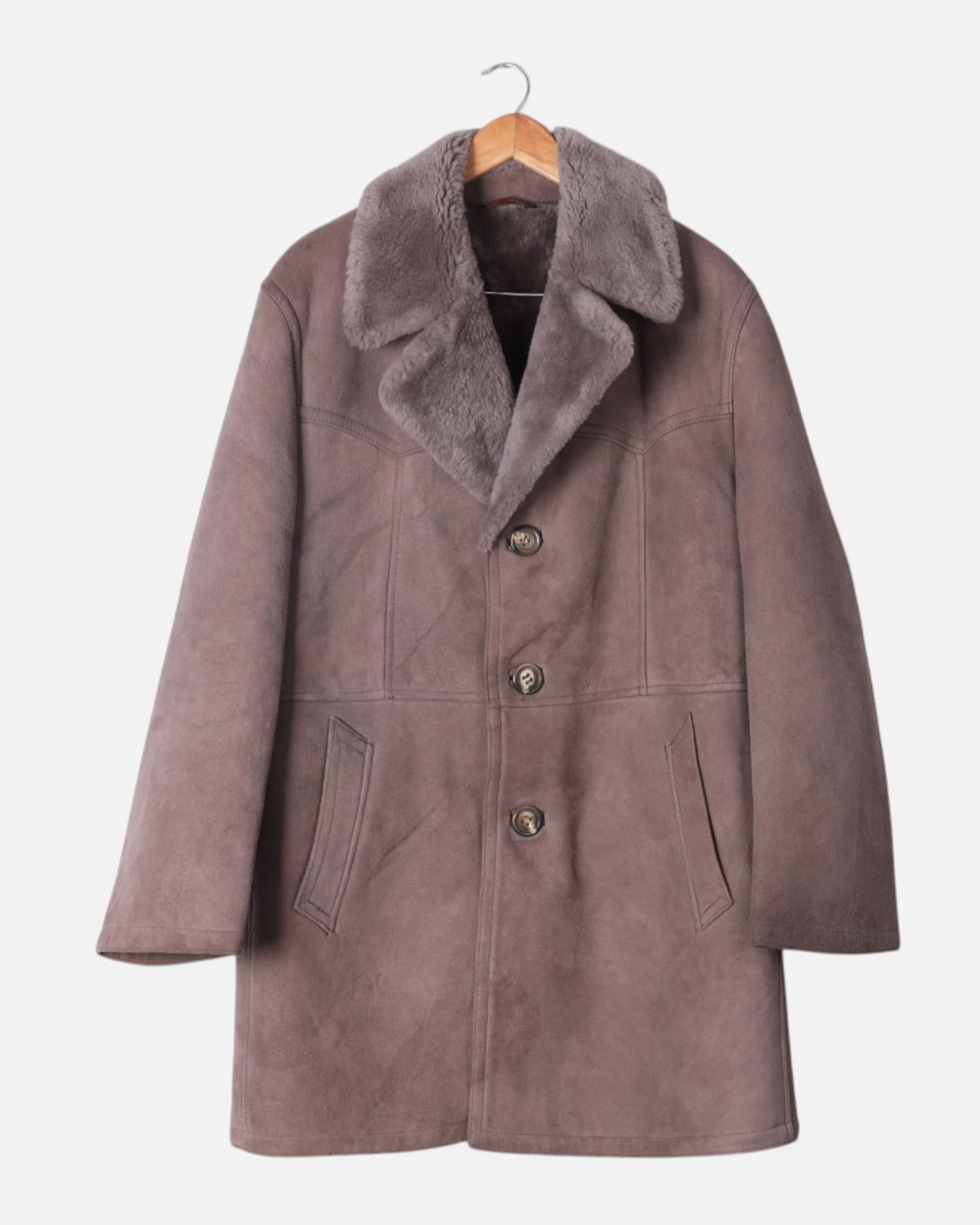 Leather Coat with Fur Collar