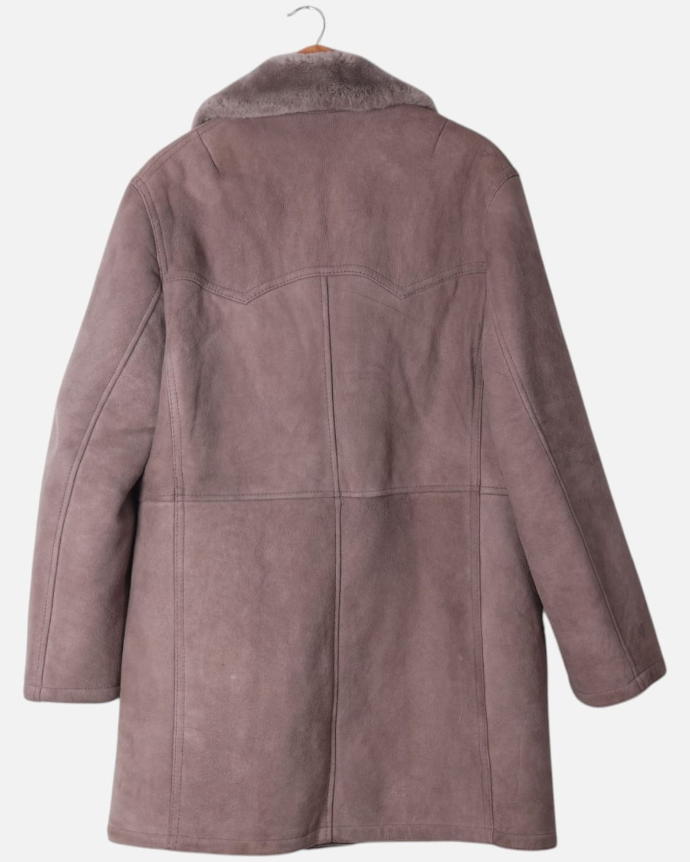 Leather Coat with Fur Collar