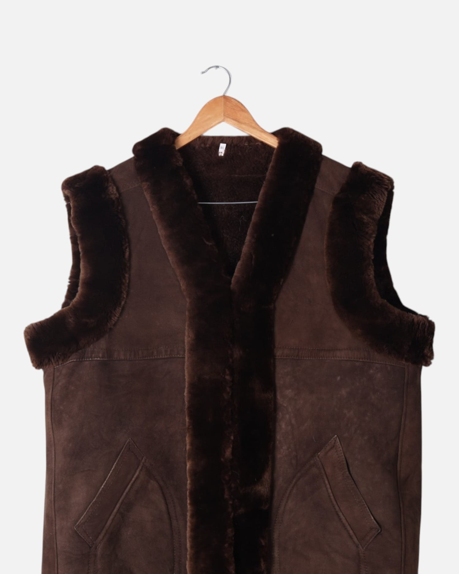 Brown Vest with Fur Trim Handmade