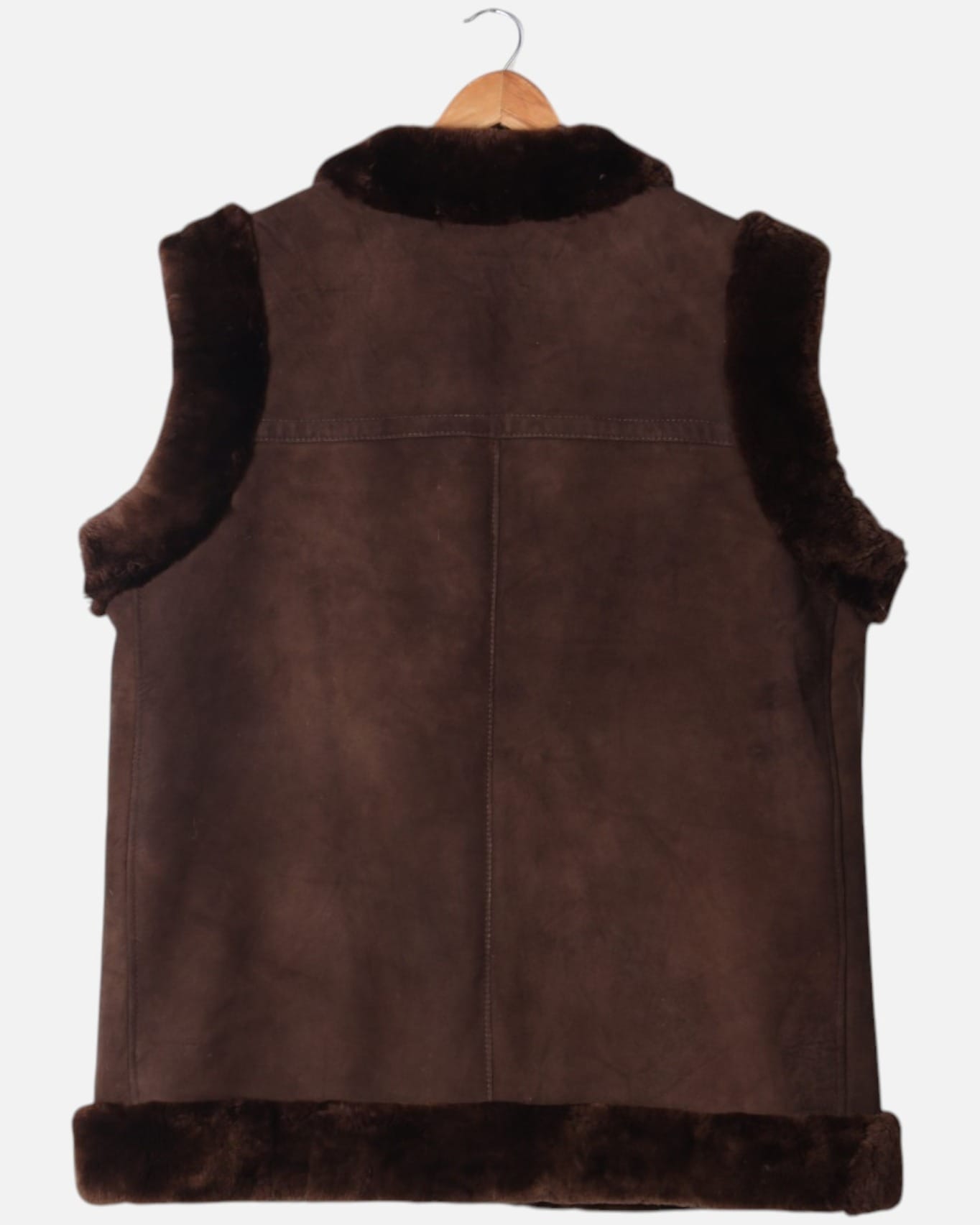 Brown Vest with Fur Trim Handmade