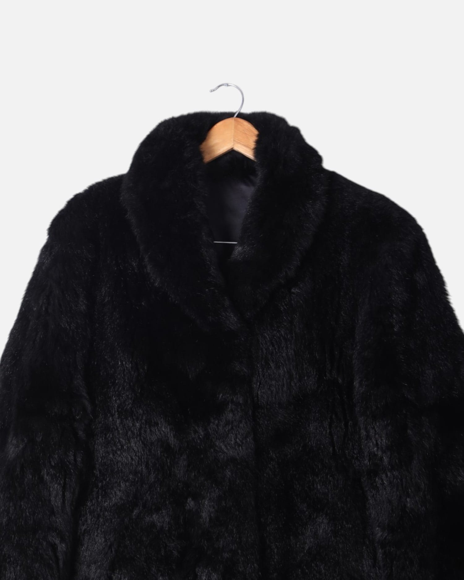 Black Rabbit Fur Coat