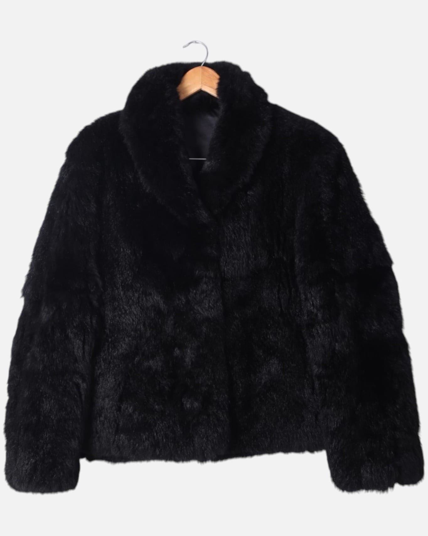 Black Rabbit Fur Coat