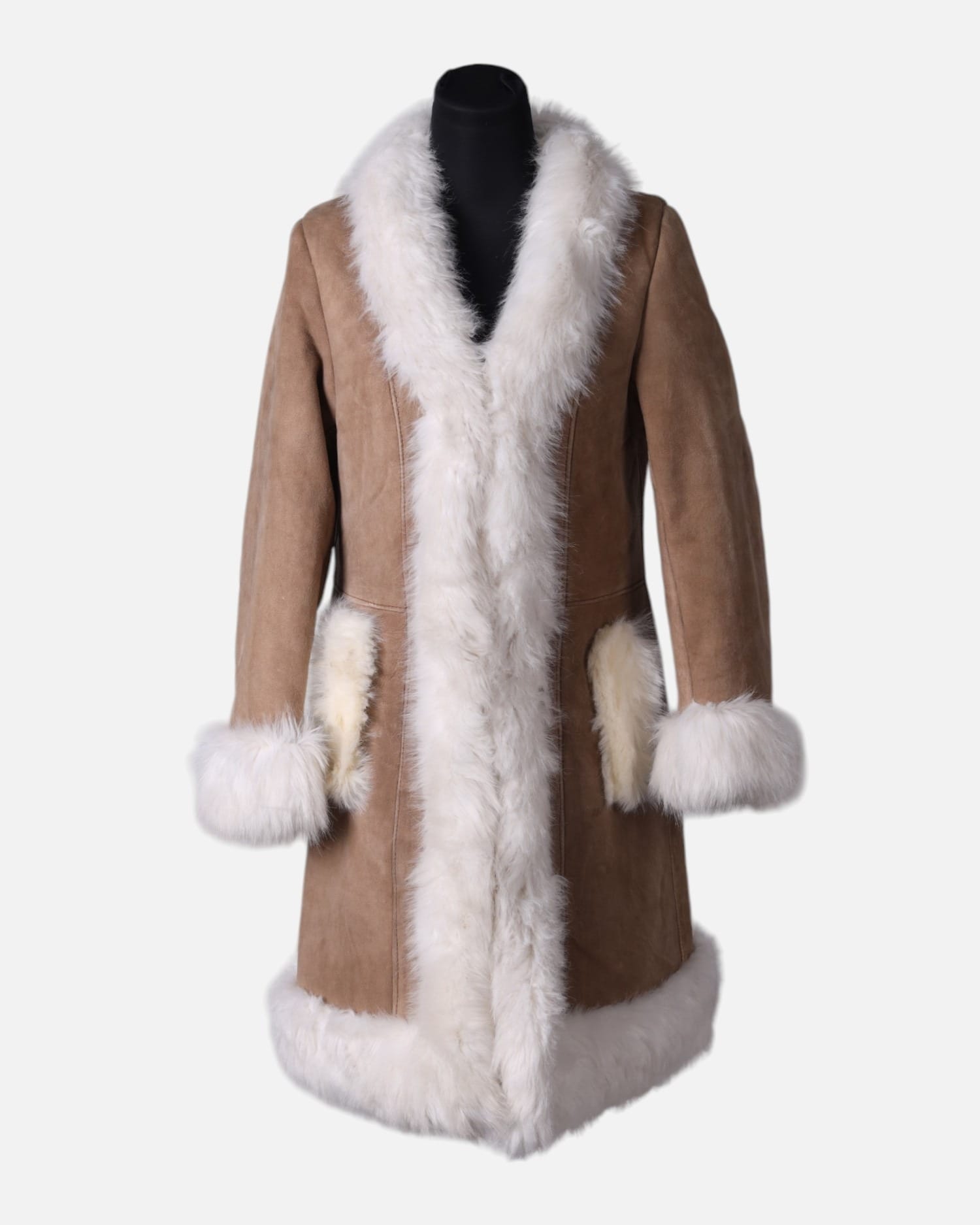 Women Coat with White Fur Trim