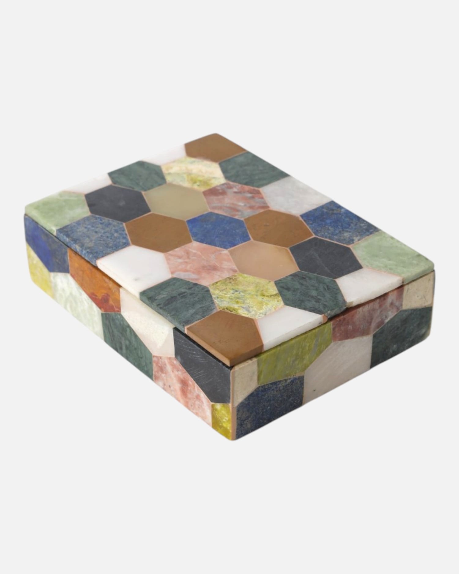 Hand Carved Afghan Jewelry Box Luxury Natural Marble Mix Color Box