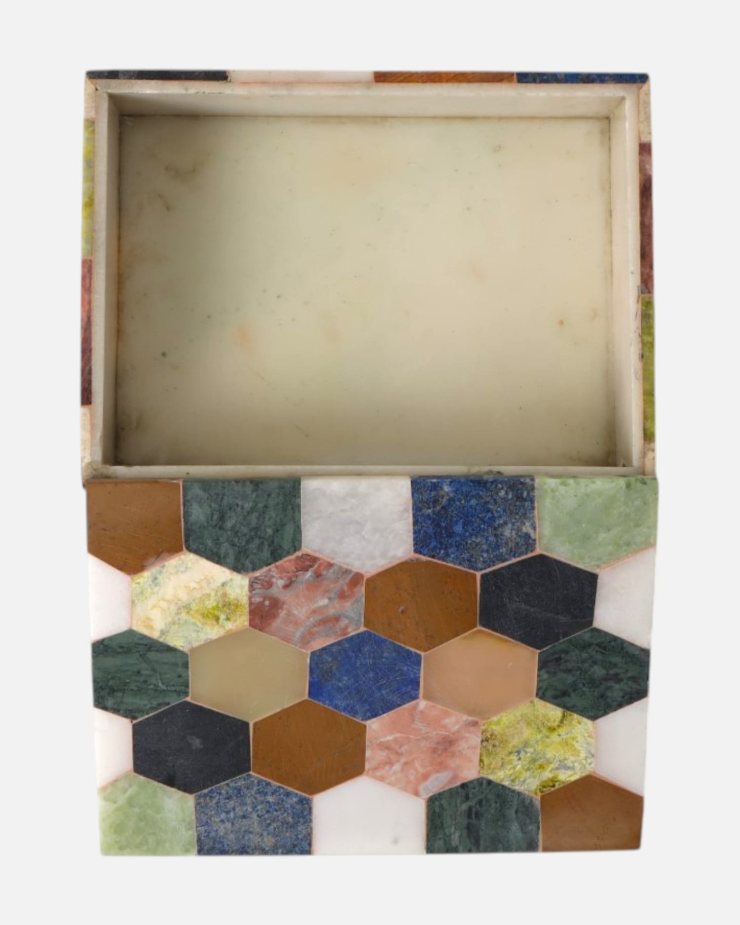 Hand Carved Afghan Jewelry Box Luxury Natural Marble Mix Color Box