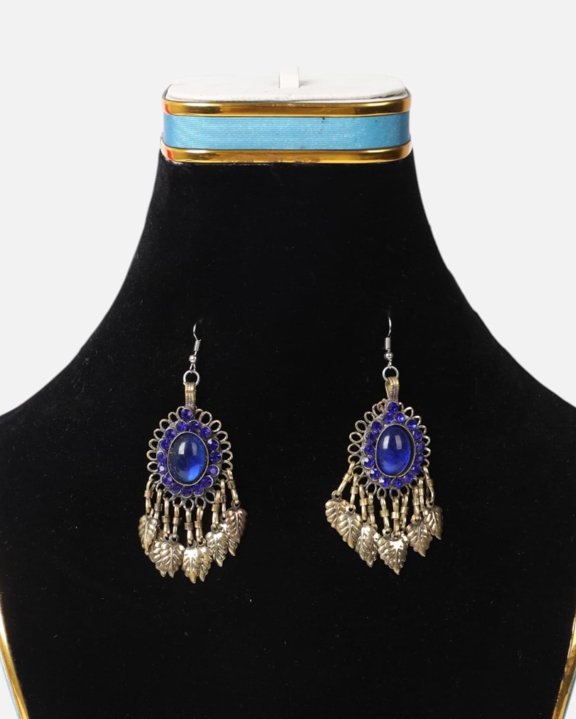 Blue Gem Afghan Choker Set (Necklace, Matika & Earrings)