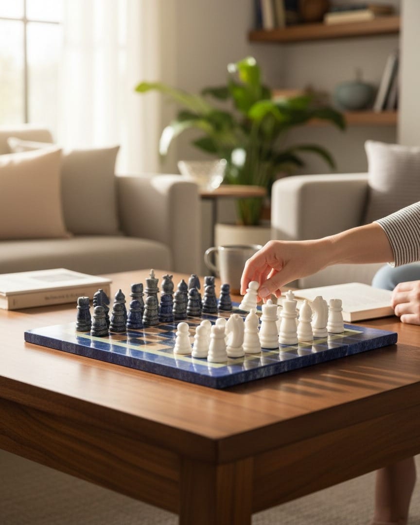 Premium Lapis Stone Chess Set