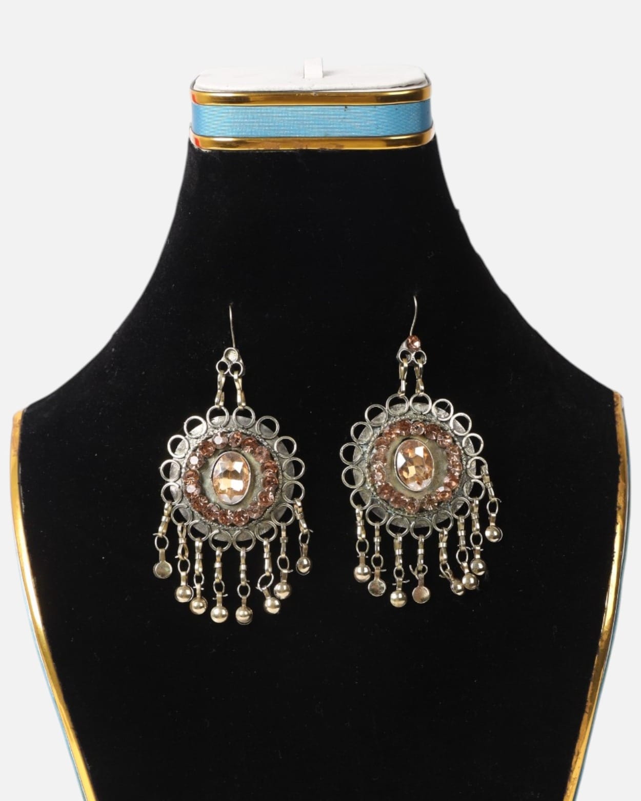 White and Sky Blue Gemstone Afghan Jewellery Set