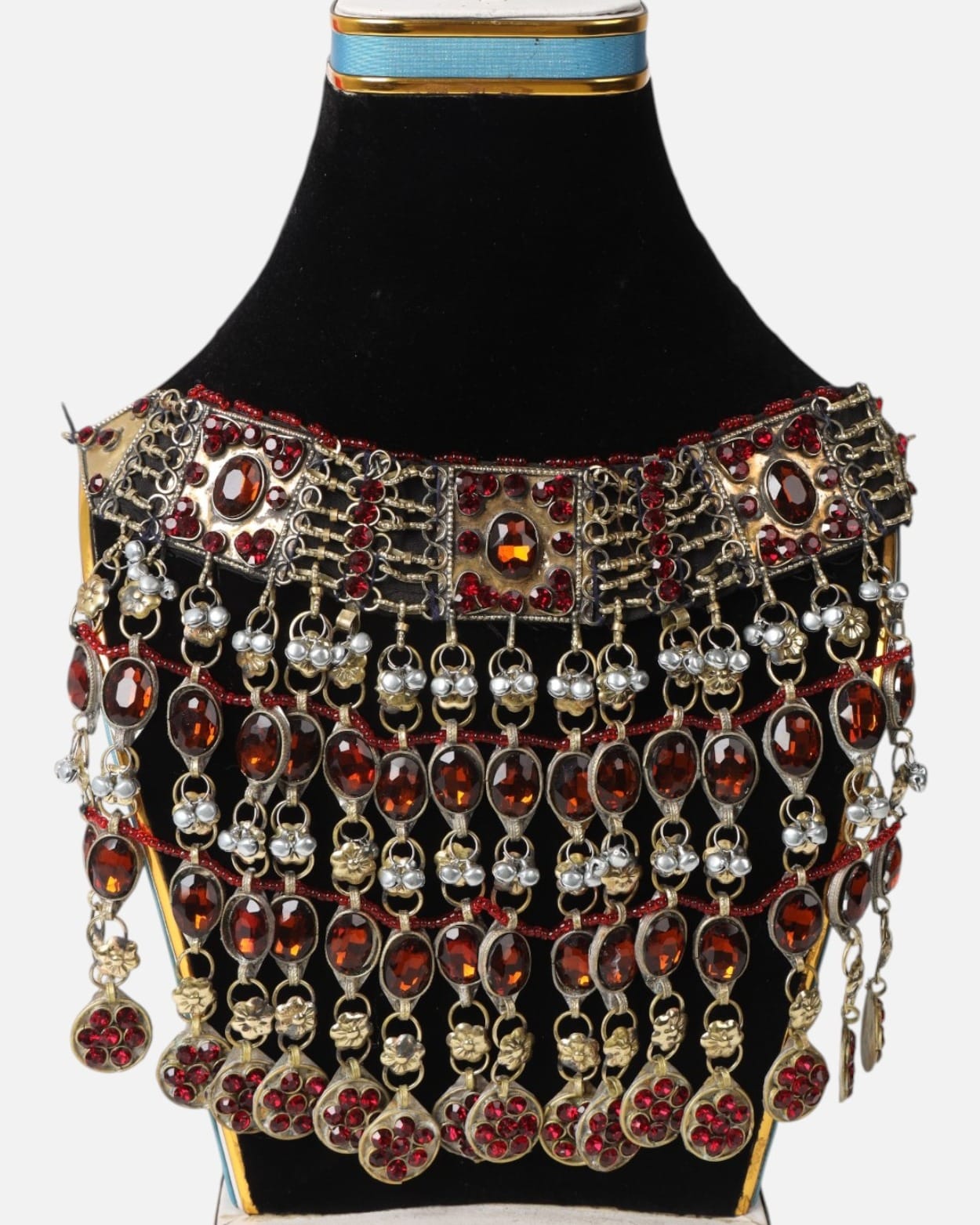 Ruby Red Gemstone Afghan Choker Set