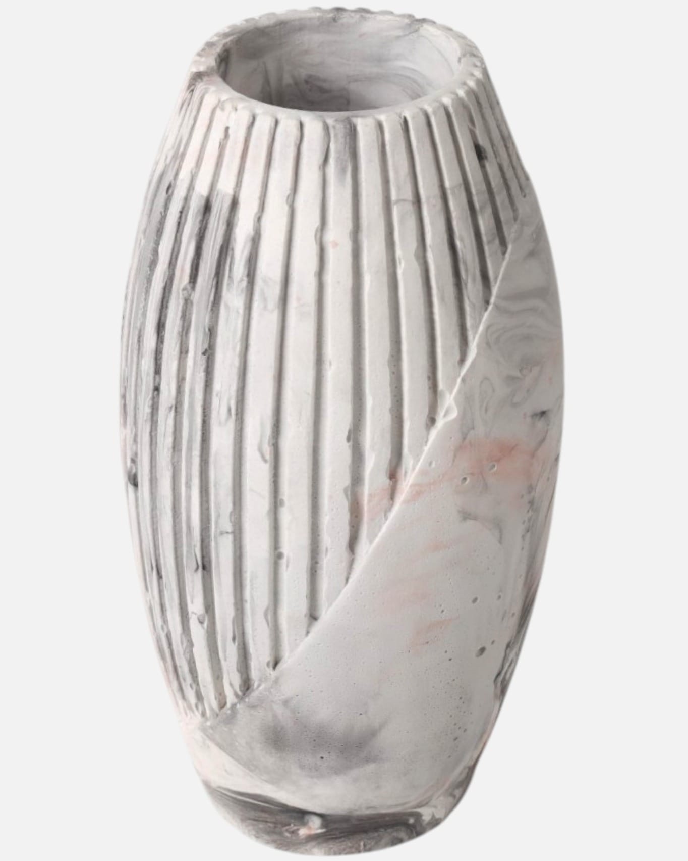 Ribbed Marble Vase – Grey and White Design