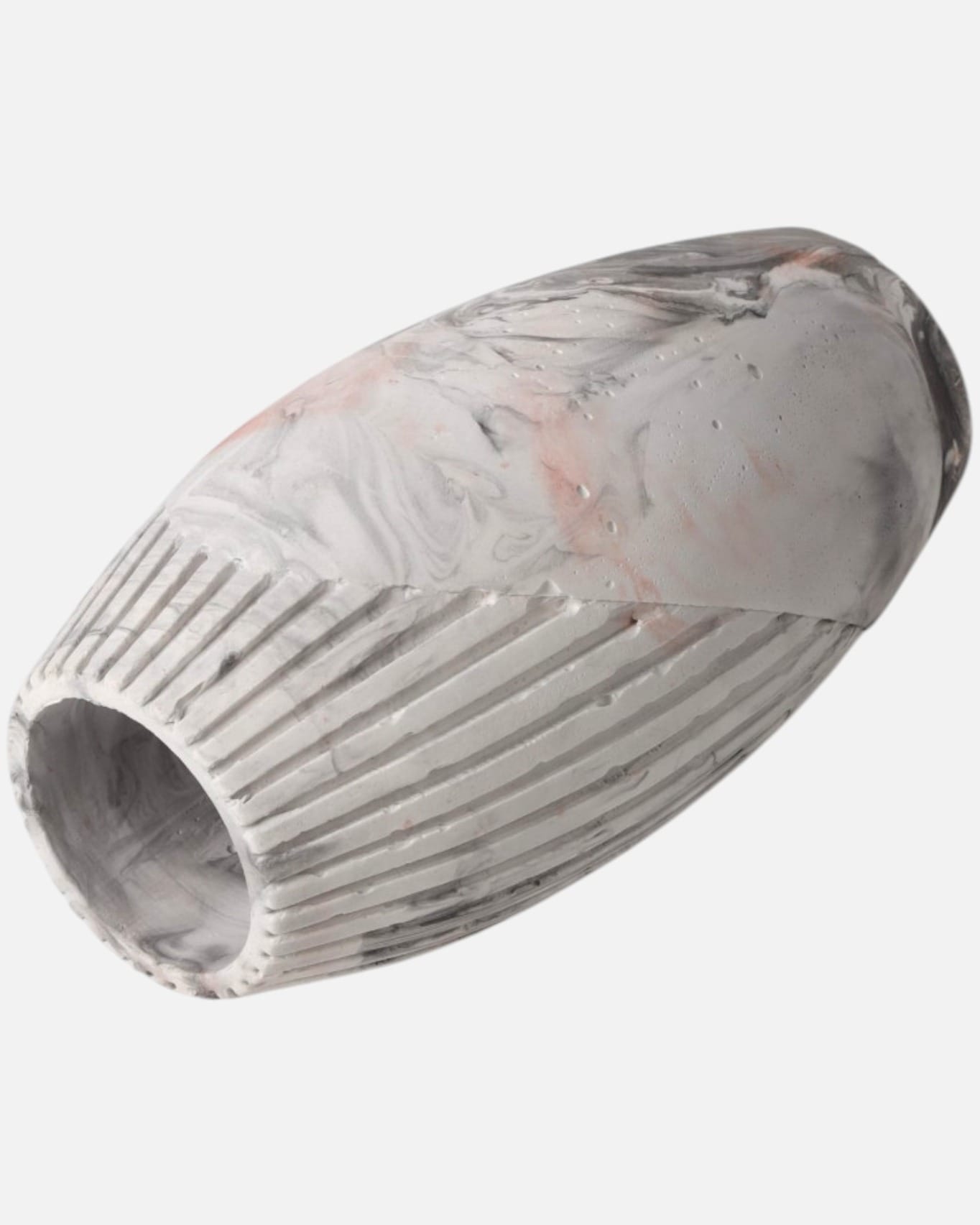 Ribbed Marble Vase – Grey and White Design