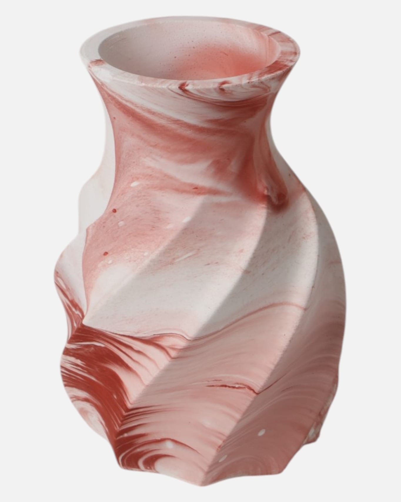 Twist Decorative Vase – Red & White Swirl Marble Design