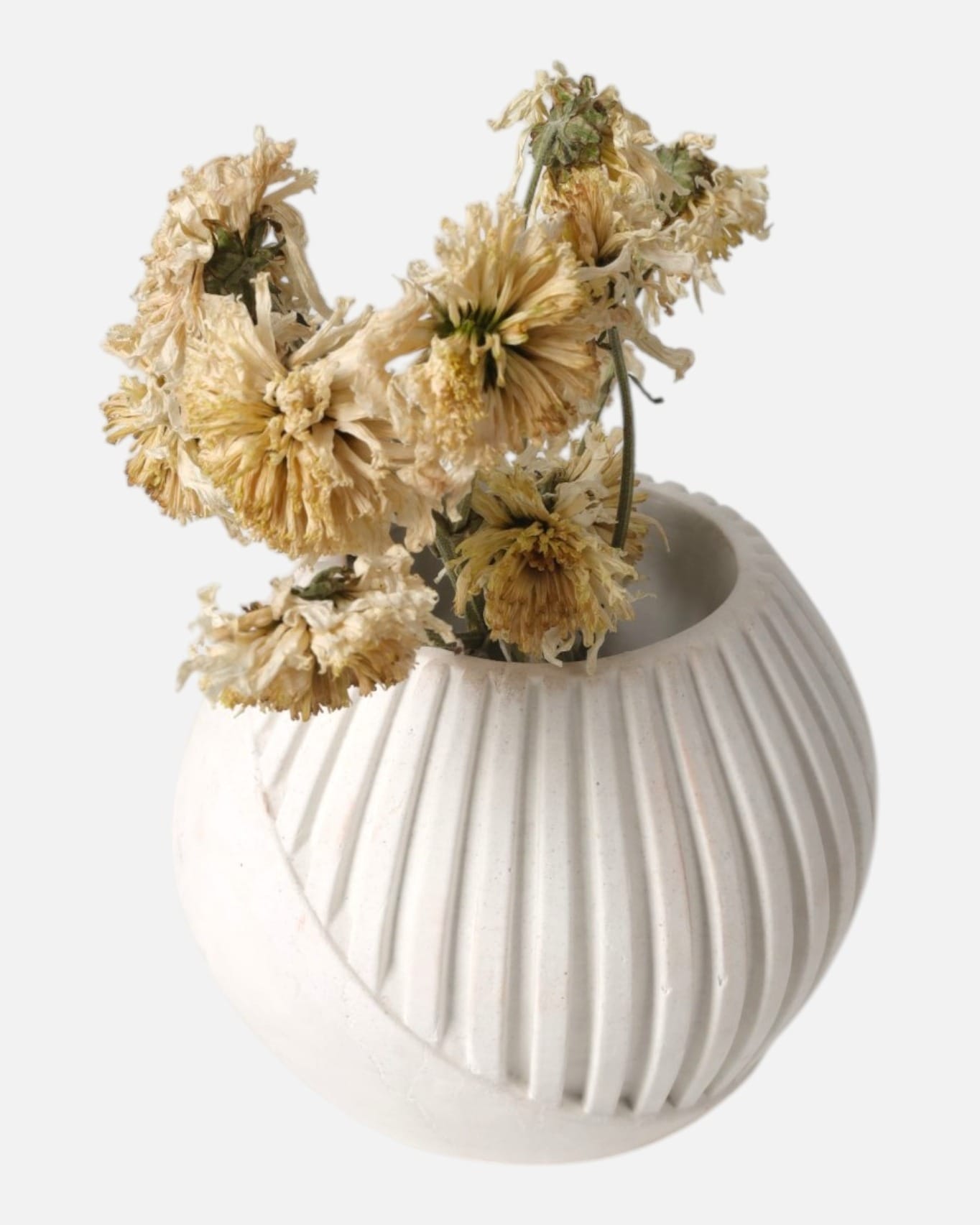 Handcrafted Round Vase – Resin and Stone Design