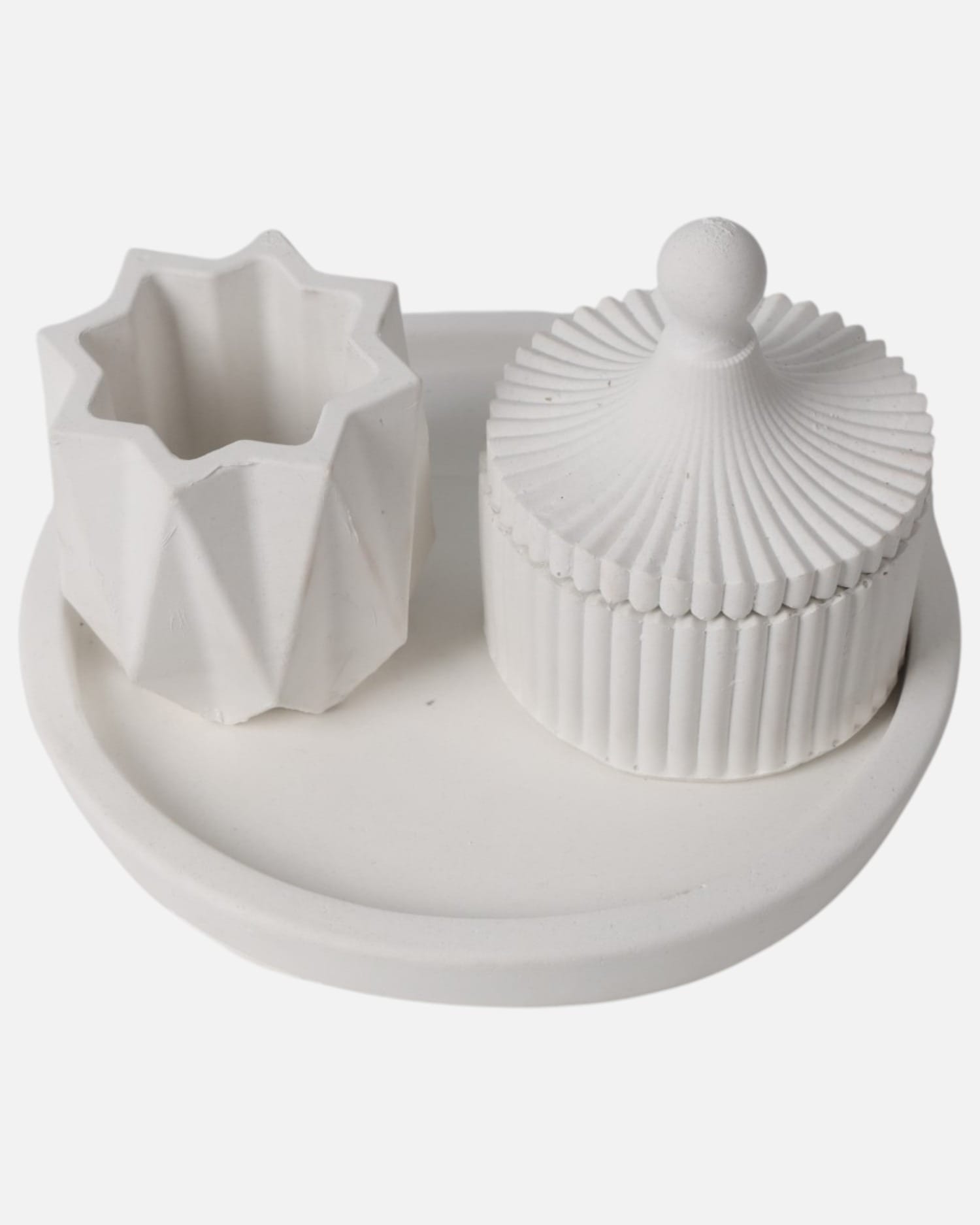 Geometric Ribbed Desk Accessory Set – Handcrafted Resin