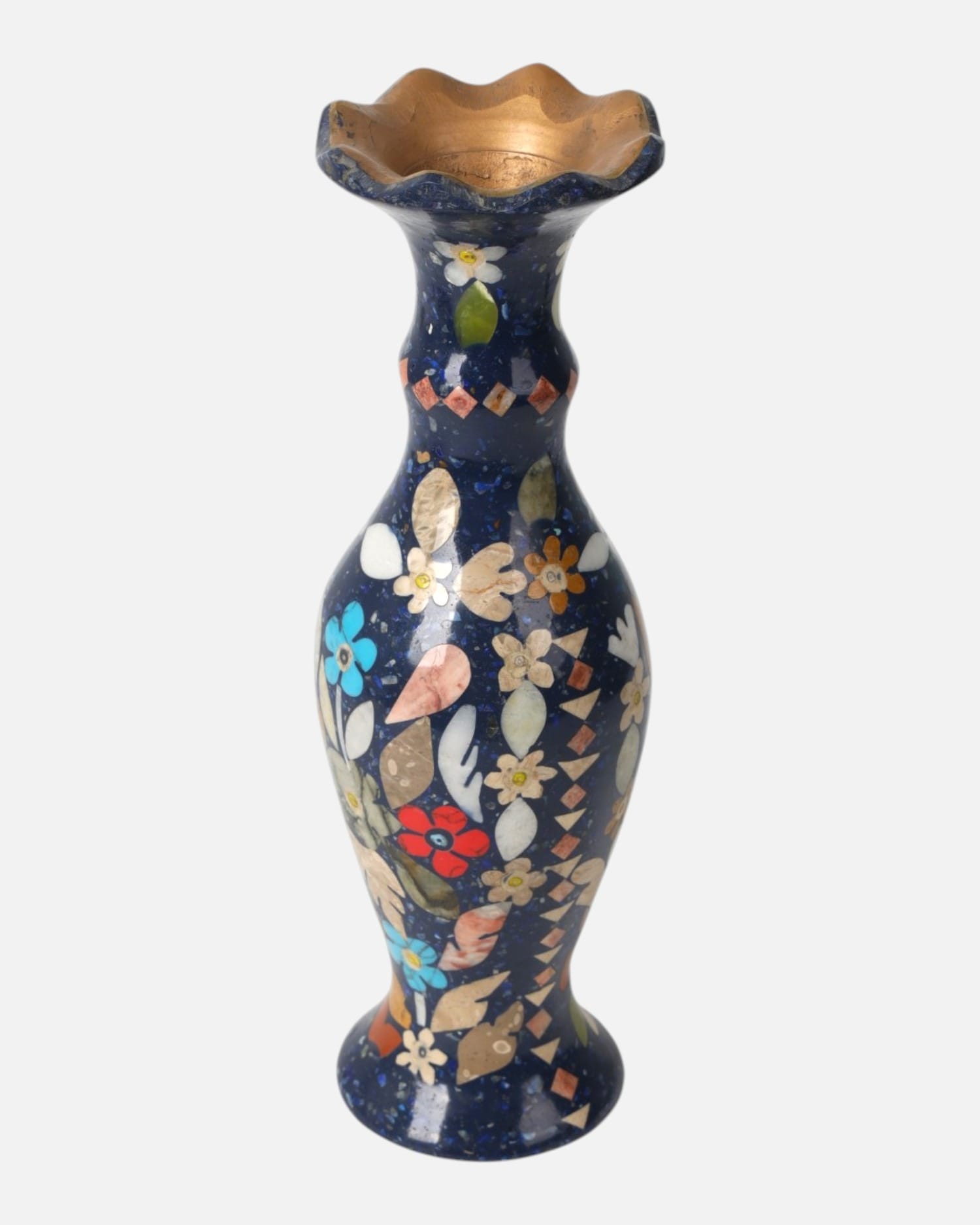 Fancy Lapis Flower Vase Handmade Decorative Vase