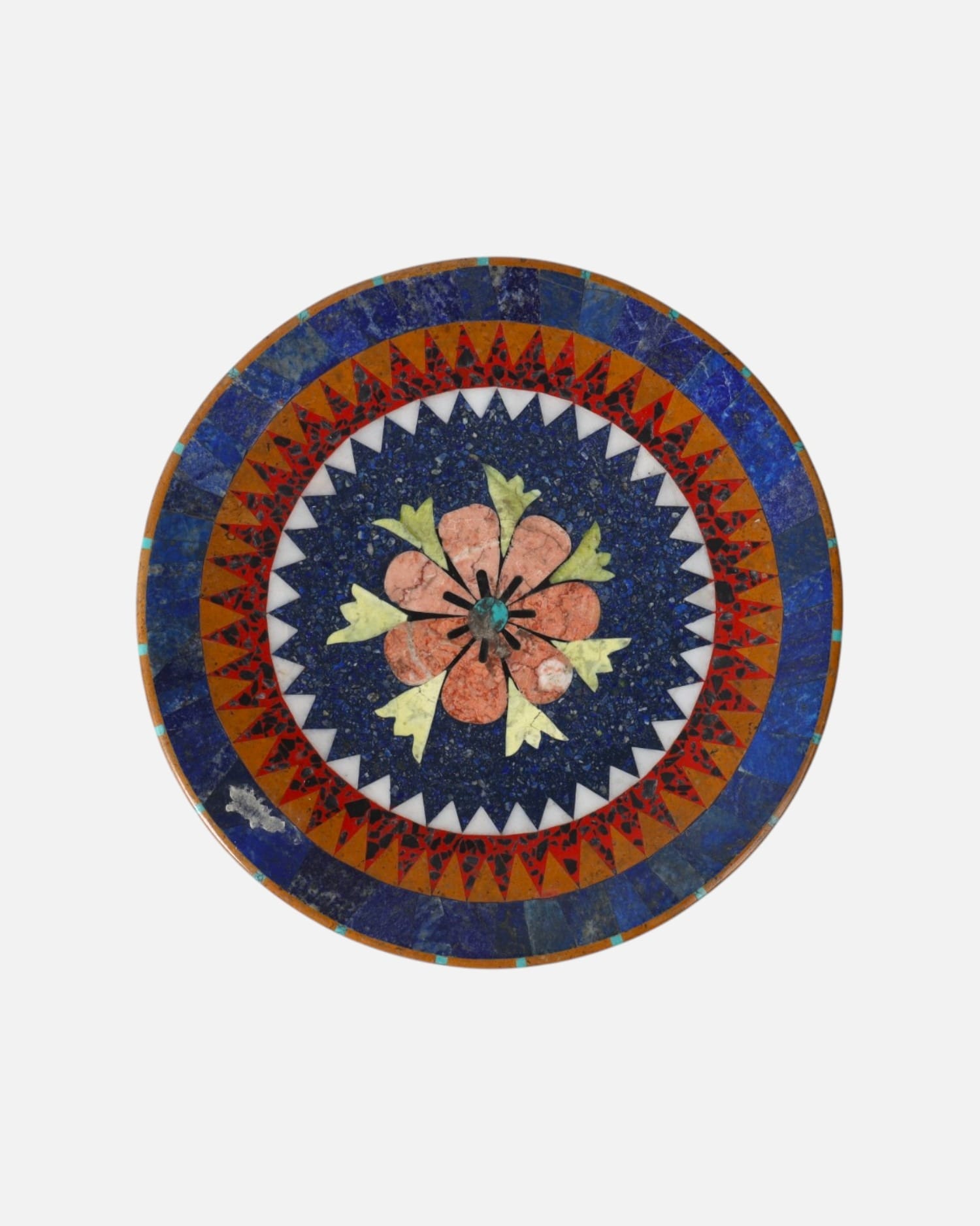 Floral Mosaic Stone Plate Lapis & Turquoise Decorative Plate