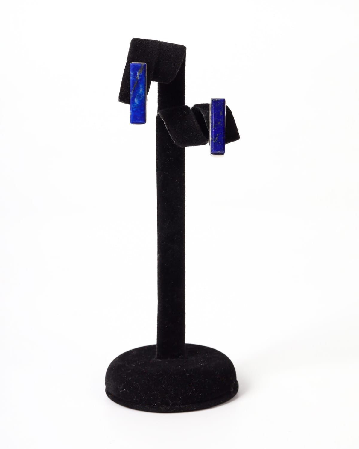 Lapis Lazuli Bar Earrings – 925 Silver Minimal Studs