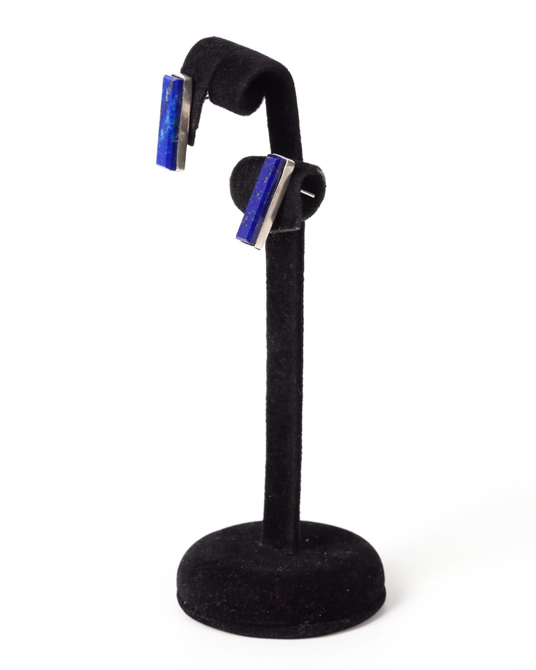 Lapis Lazuli Bar Earrings – 925 Silver Minimal Studs
