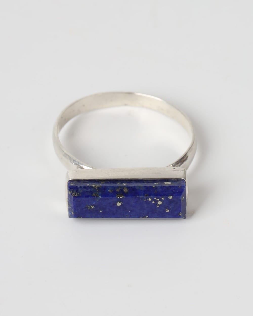 Lapis Lazuli Bar Ring – 925 Silver Minimal Design