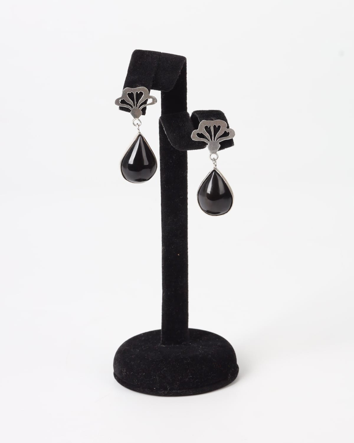 Black Agate Teardrop Set – 925 Silver Necklace & Earrings