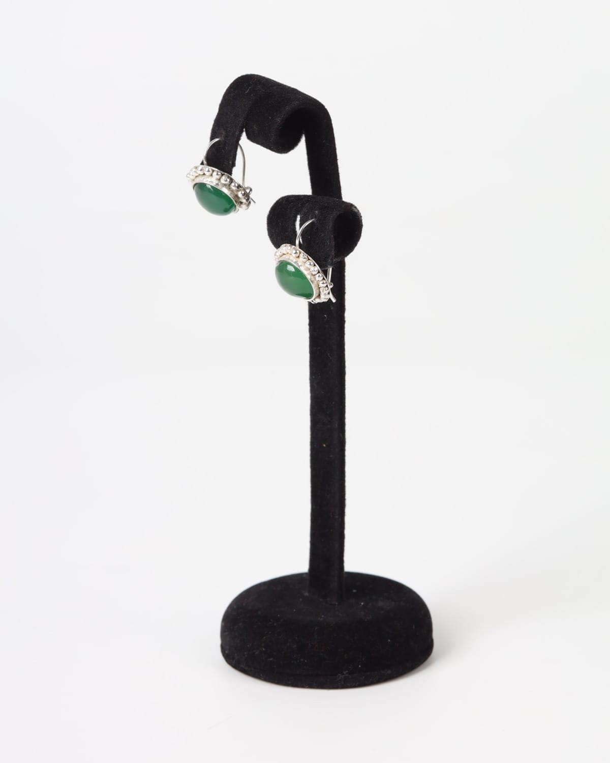 Green Agate Oval Earrings – 925 Silver